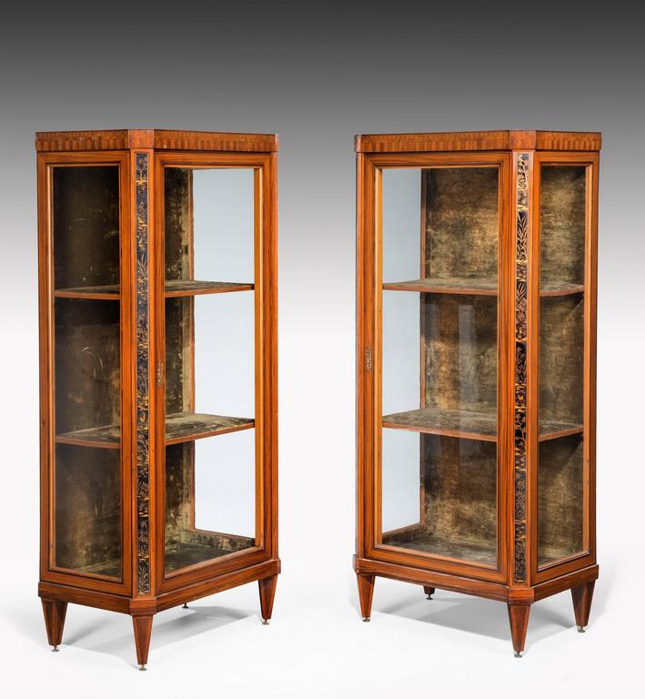 Pair of Late 19th Century French Satinwood Display For Sale at