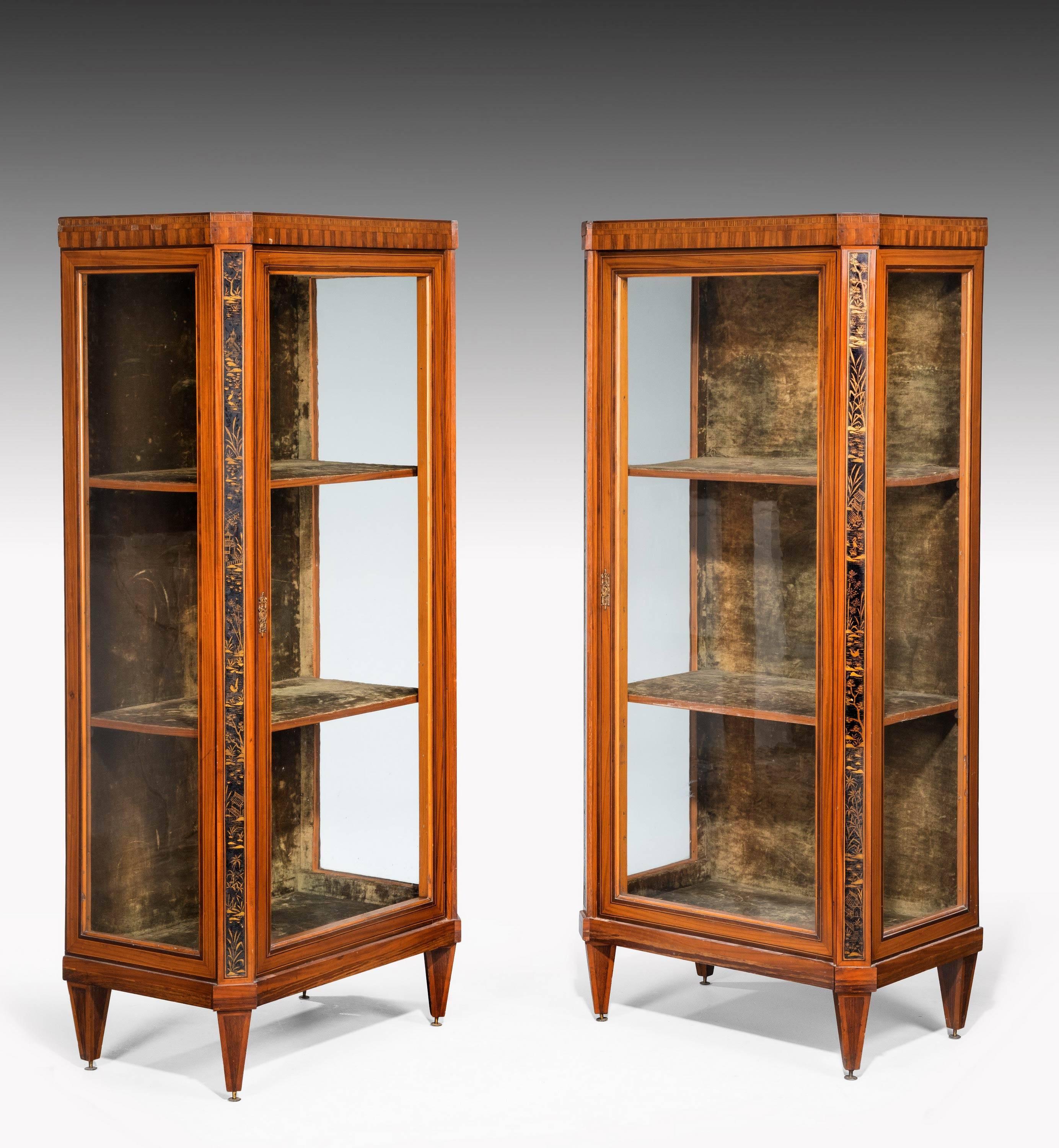 Pair of Late 19th Century French Satinwood Display Cabinets In Good Condition In Peterborough, Northamptonshire
