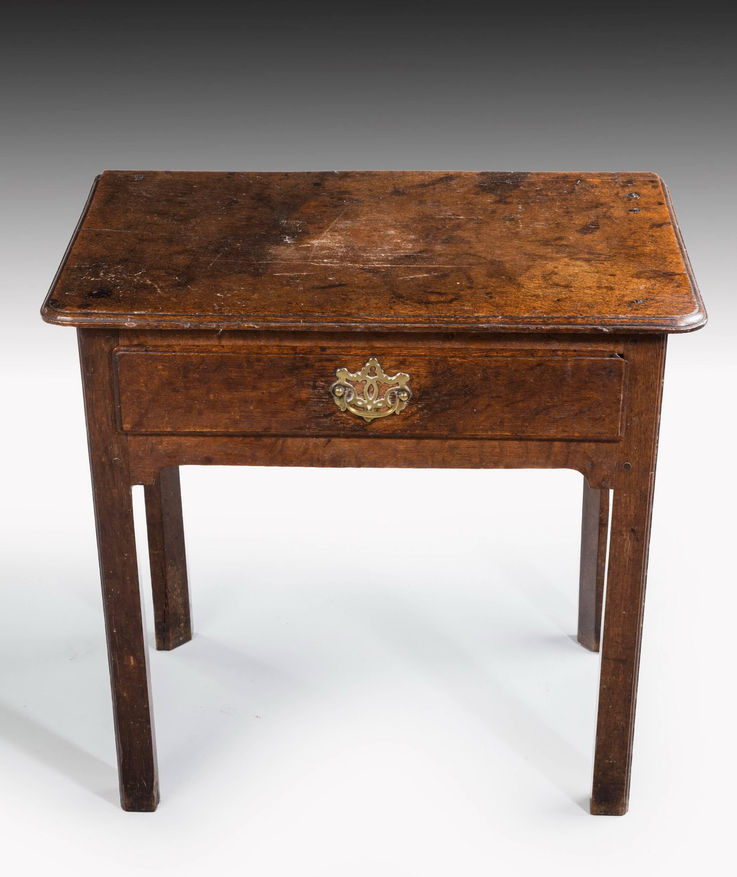 English Mid-18th Century Single Drawer Side Table, on Square Shaped Supports