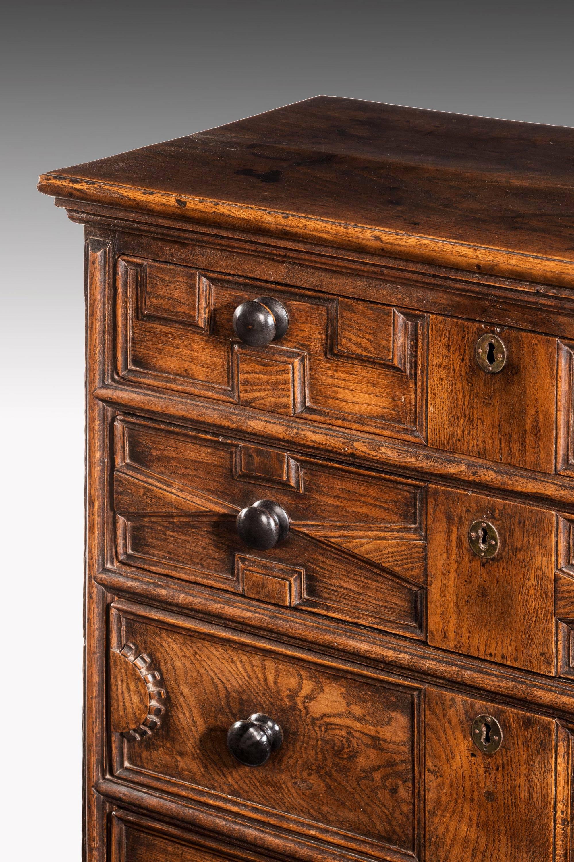 Late 17th Century Oak Chest with Geometric Patterns 1