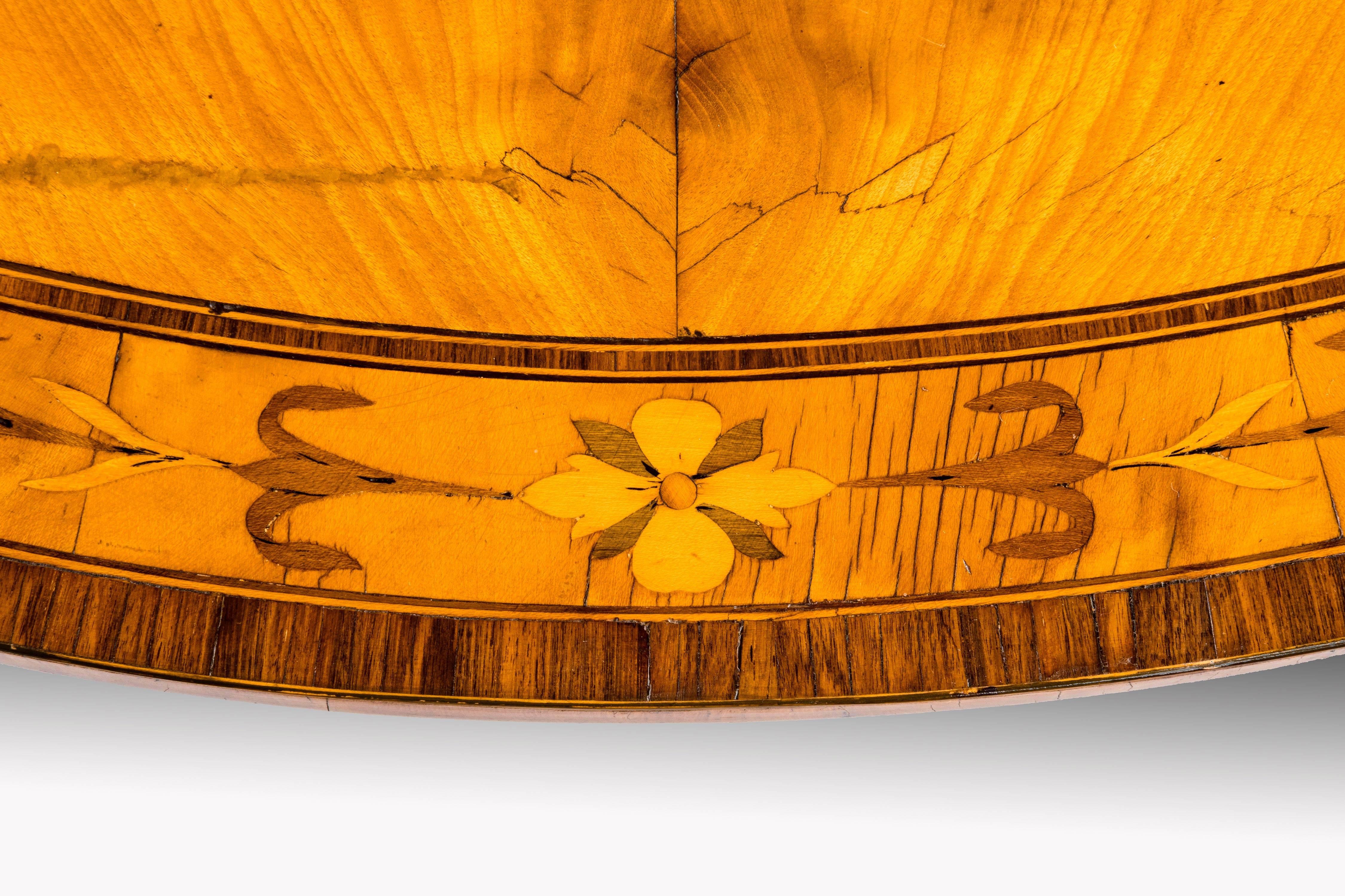 Pair of George III Period Satinwood Card Tables with Harebell and Leaf Decoratio 4