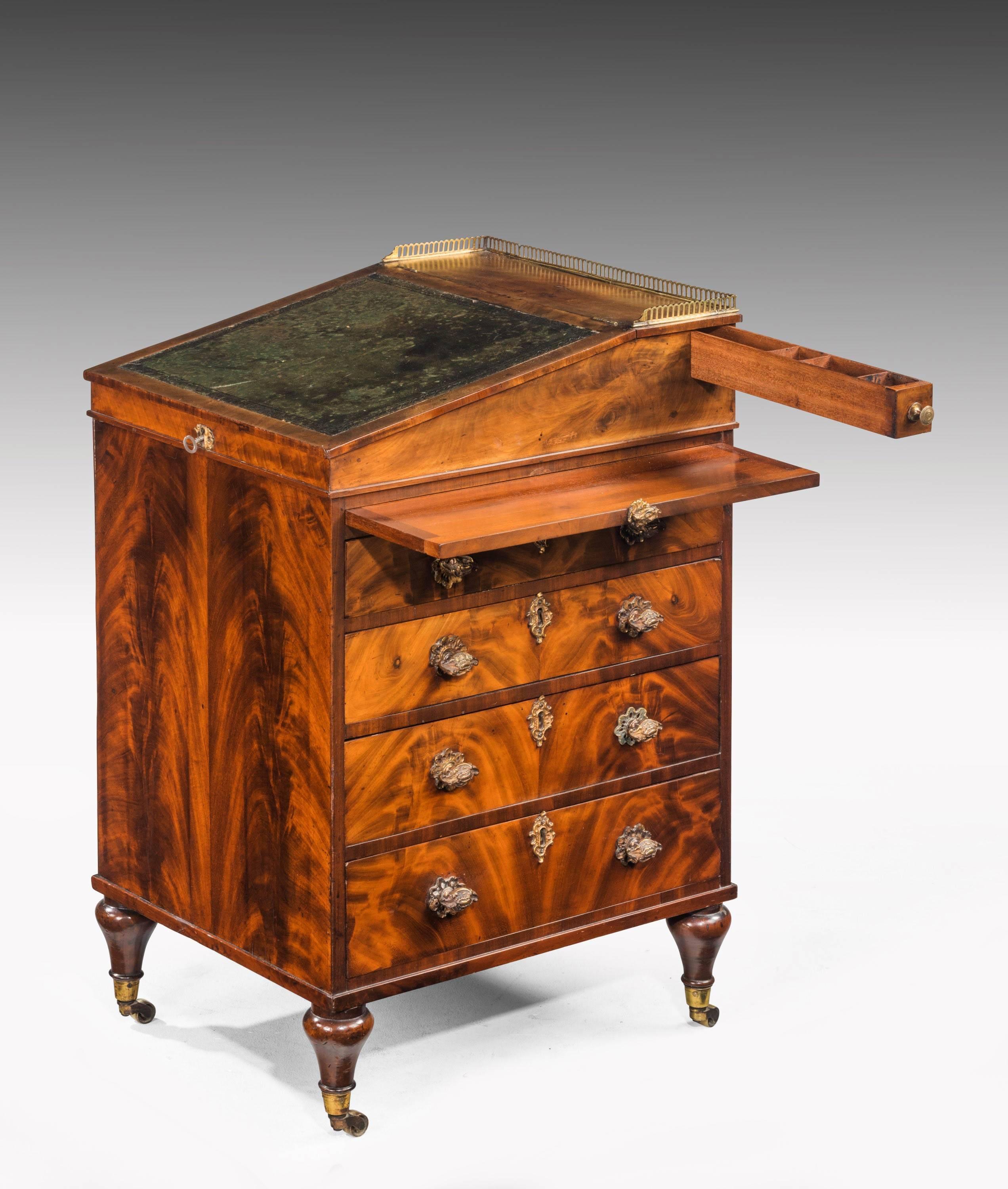 English Regency Period Mahogany Davenport Desk of Quite Exceptional Quality