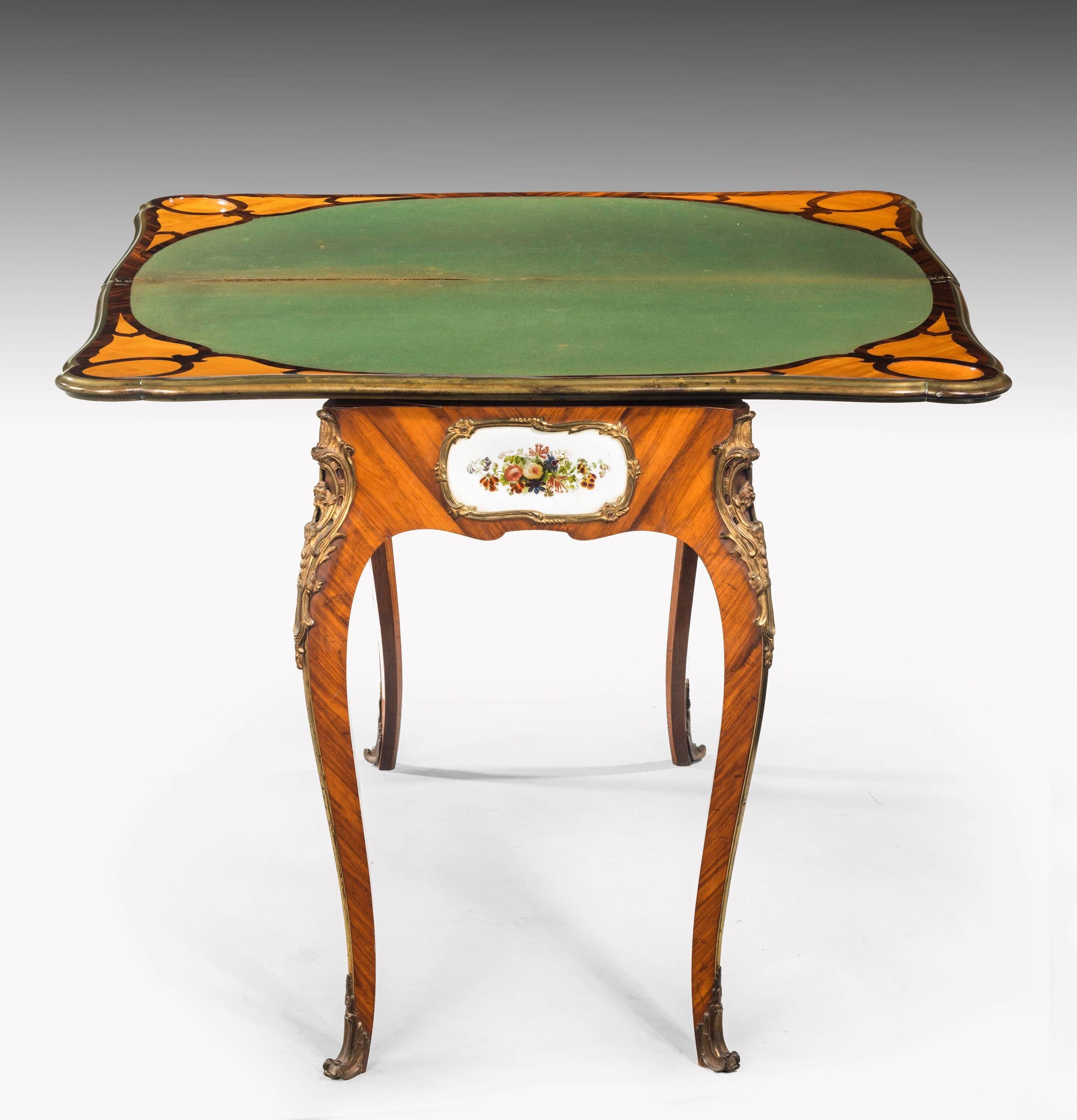 Late 19th Century Kingwood Games Table Incorporating Beautifully Painted Panels In Excellent Condition In Peterborough, Northamptonshire