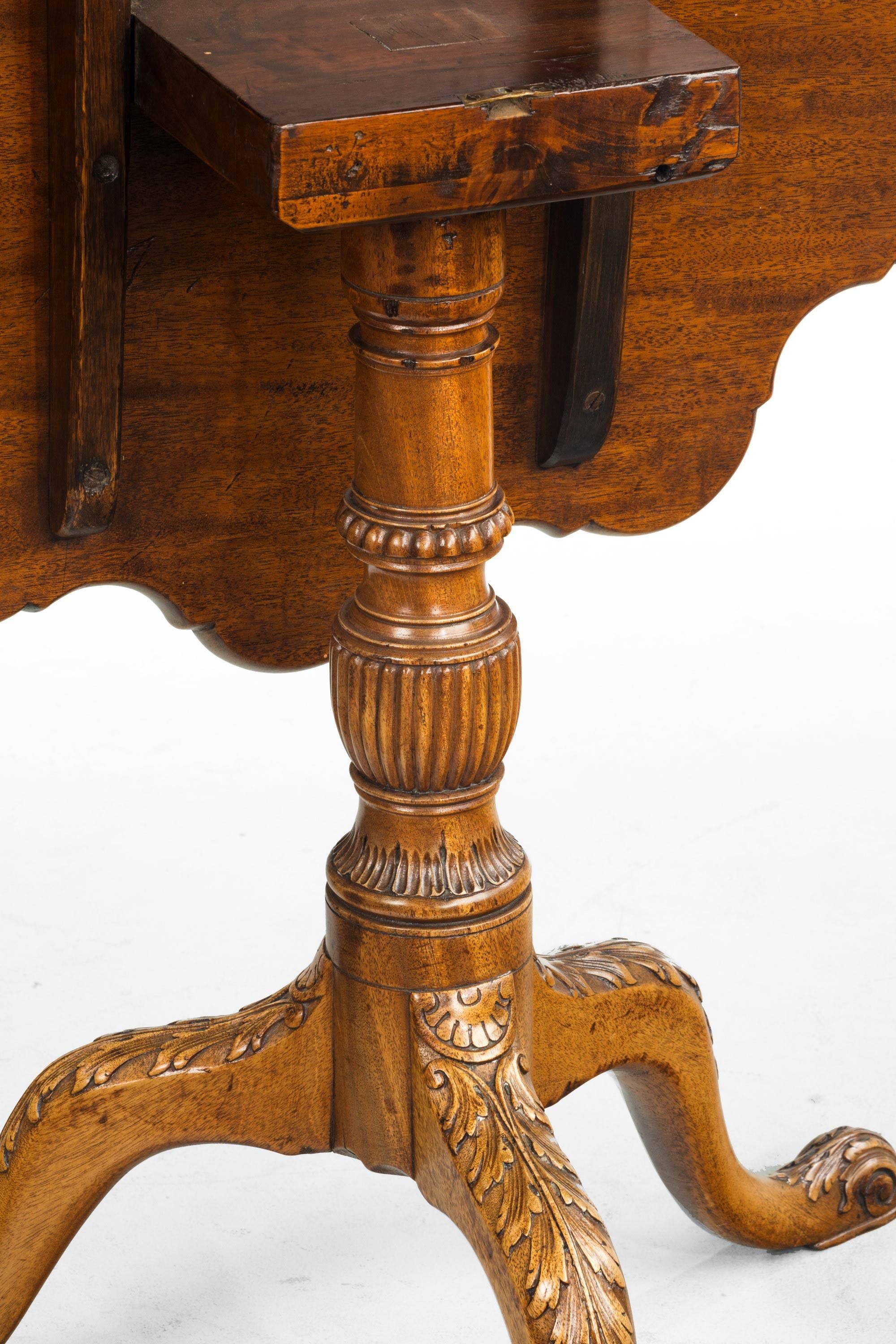 19th Century Mid-18th Century Design Mahogany Shaped Tilt Table