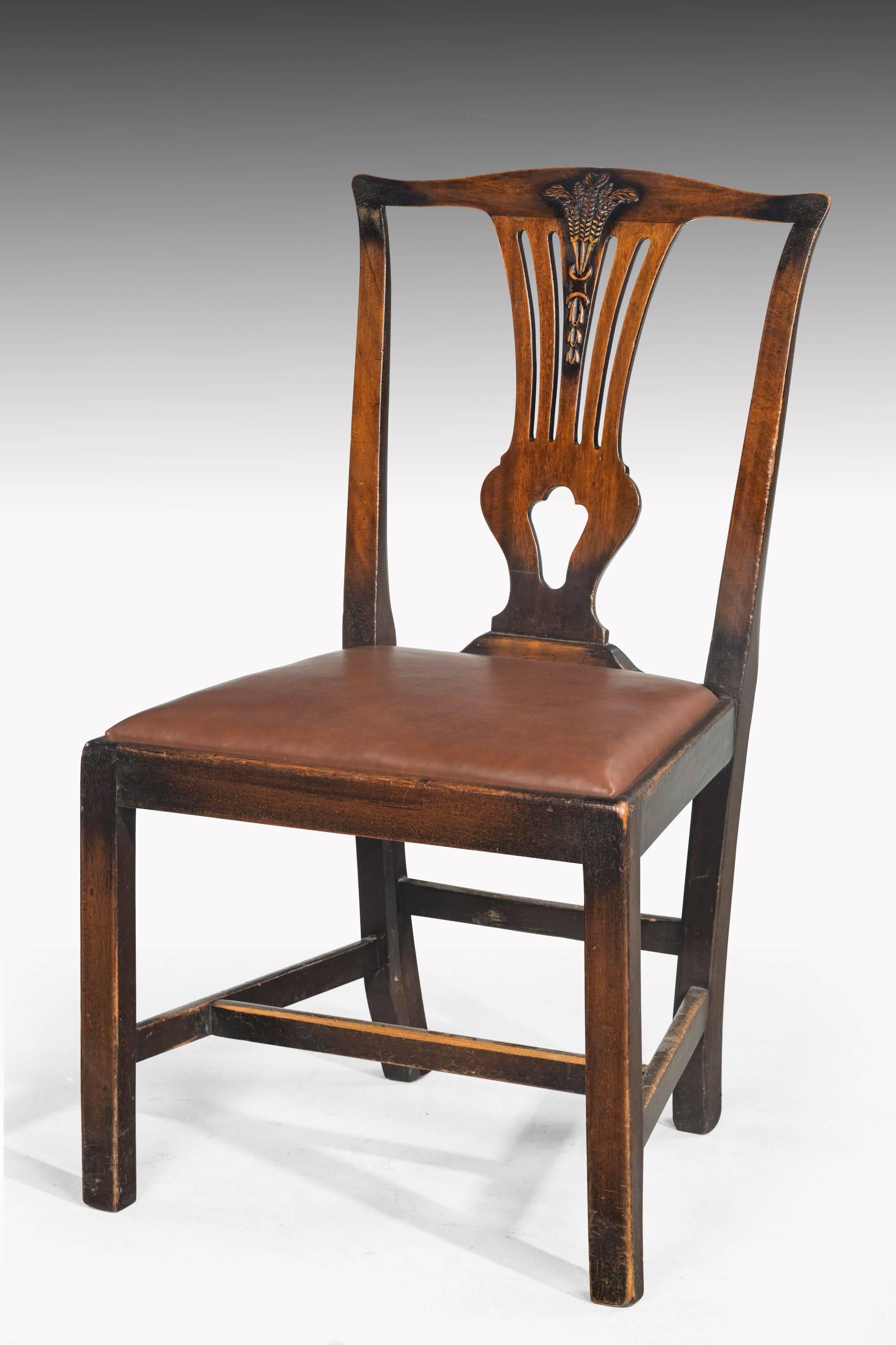 English Set of Five George III Mahogany Dining Chairs