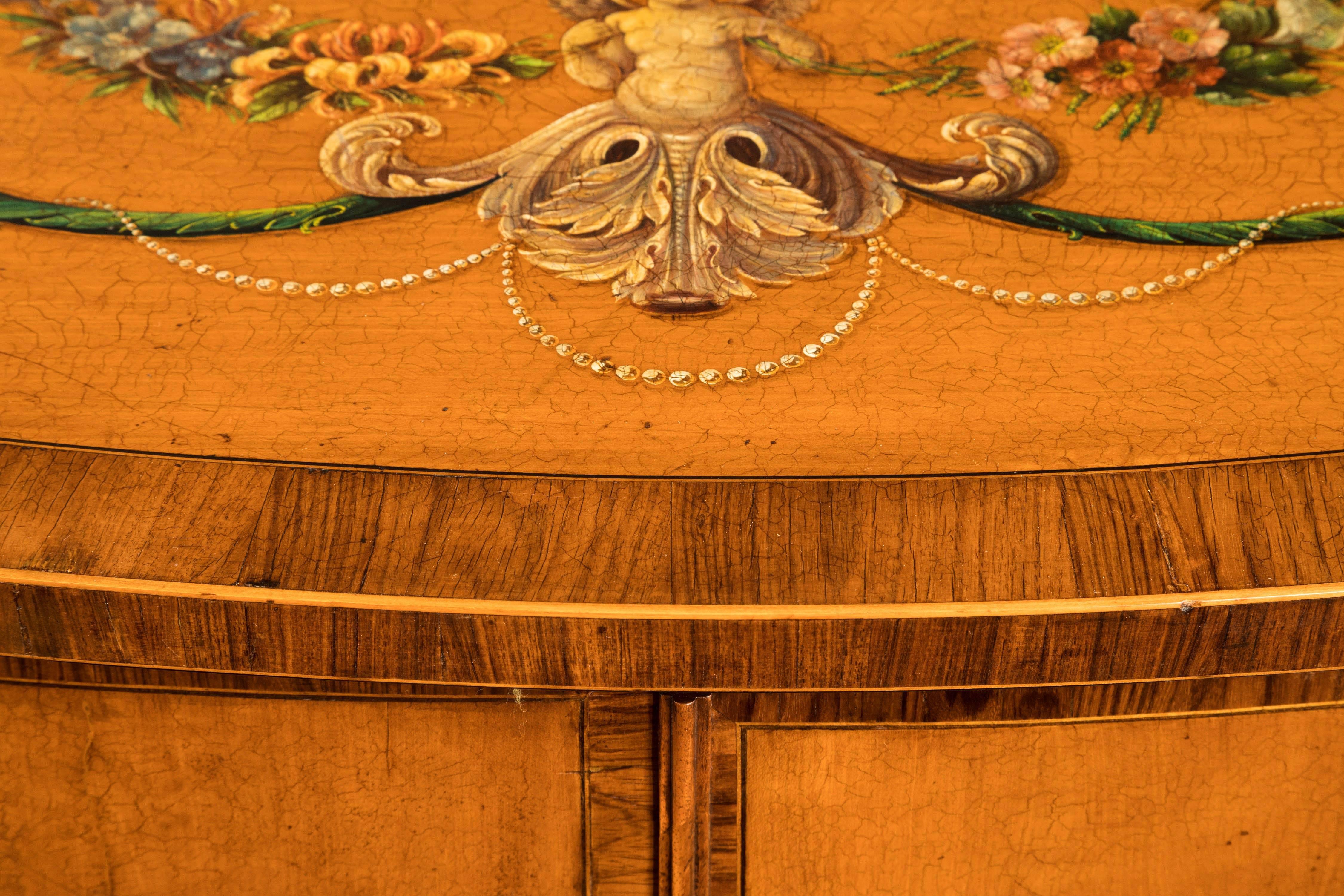 Late 19th Century Satinwood Demilune Commode For Sale 6