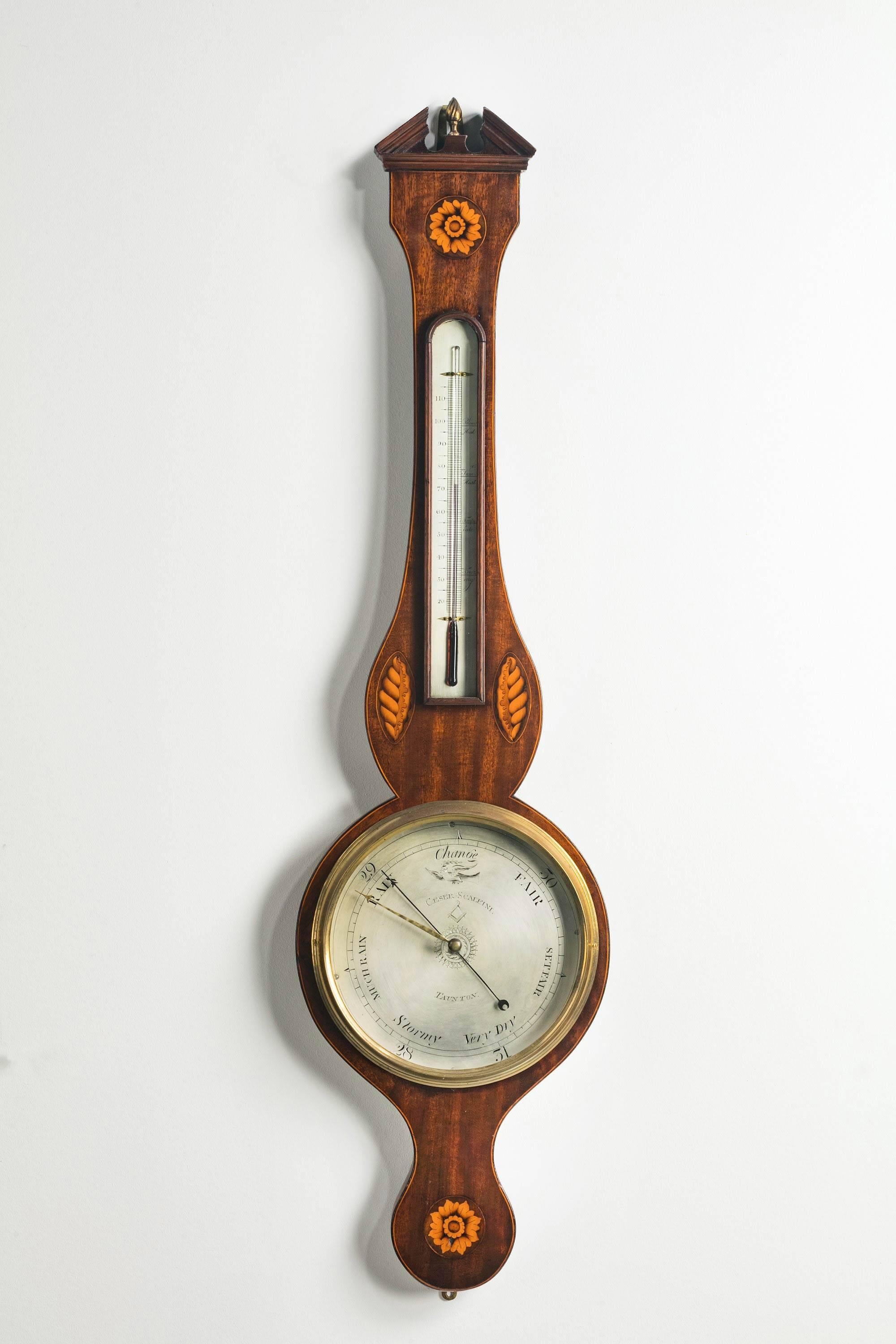 English 19th Century Mahogany Wheel Barometer by Harris of Holborn.
