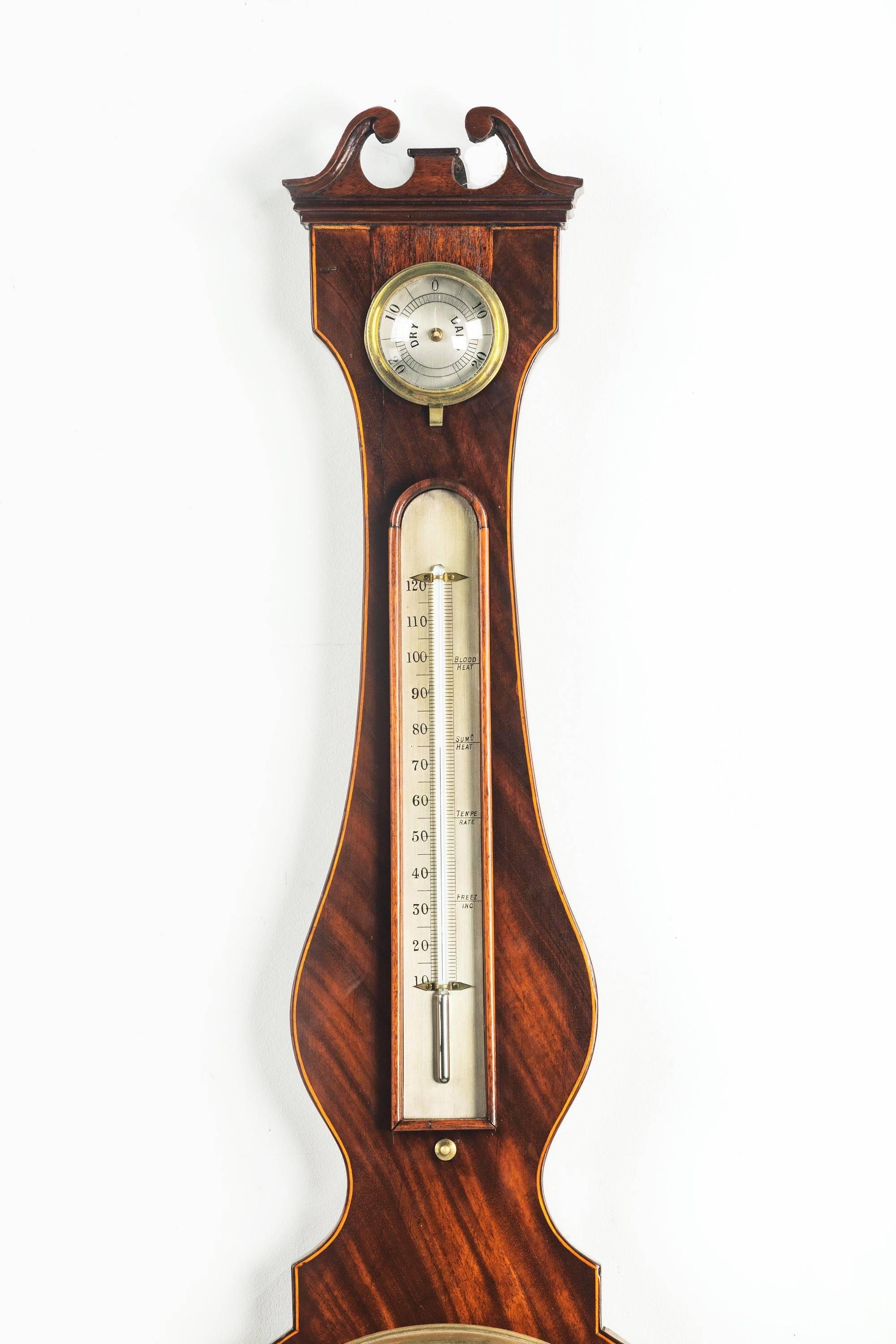 19th Century Mahogany Wheel Barometer by Harris of Holborn. In Good Condition In Peterborough, Northamptonshire