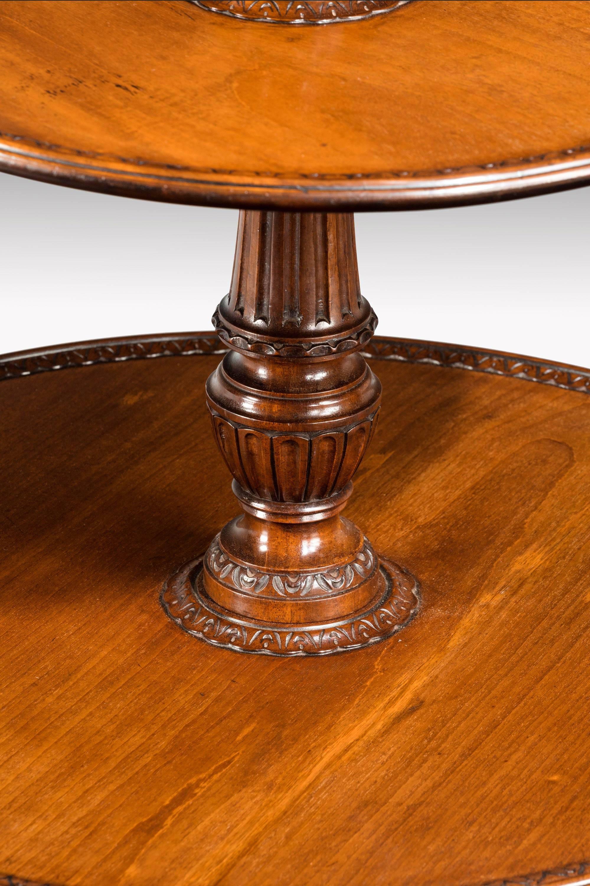 18th Century George III Period Mahogany Three-Tier Dumbwaiter with Carved Detail to the Edges