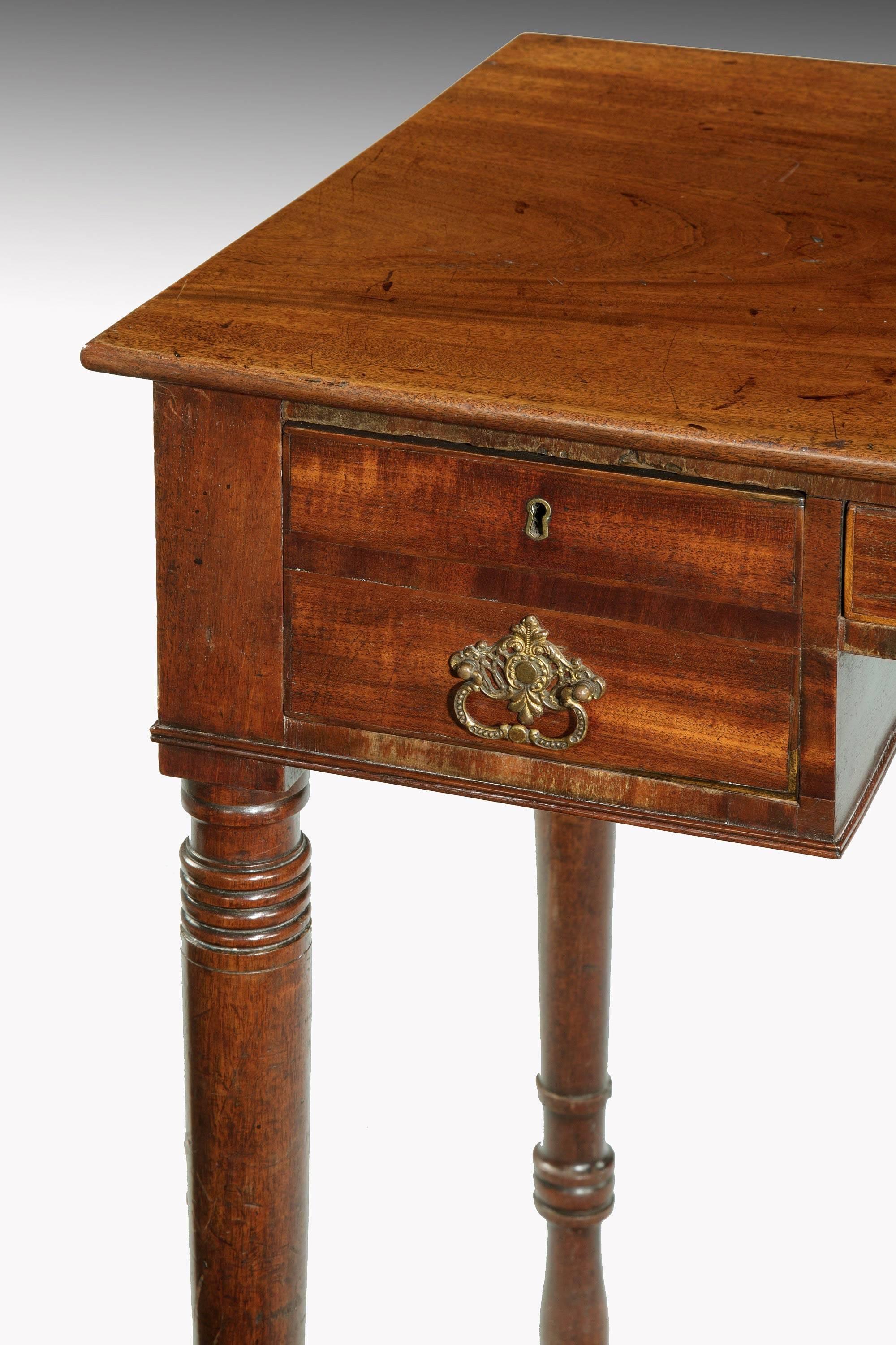 19th Century Regency Period Mahogany Writing Table, Incorporating Three Drawers