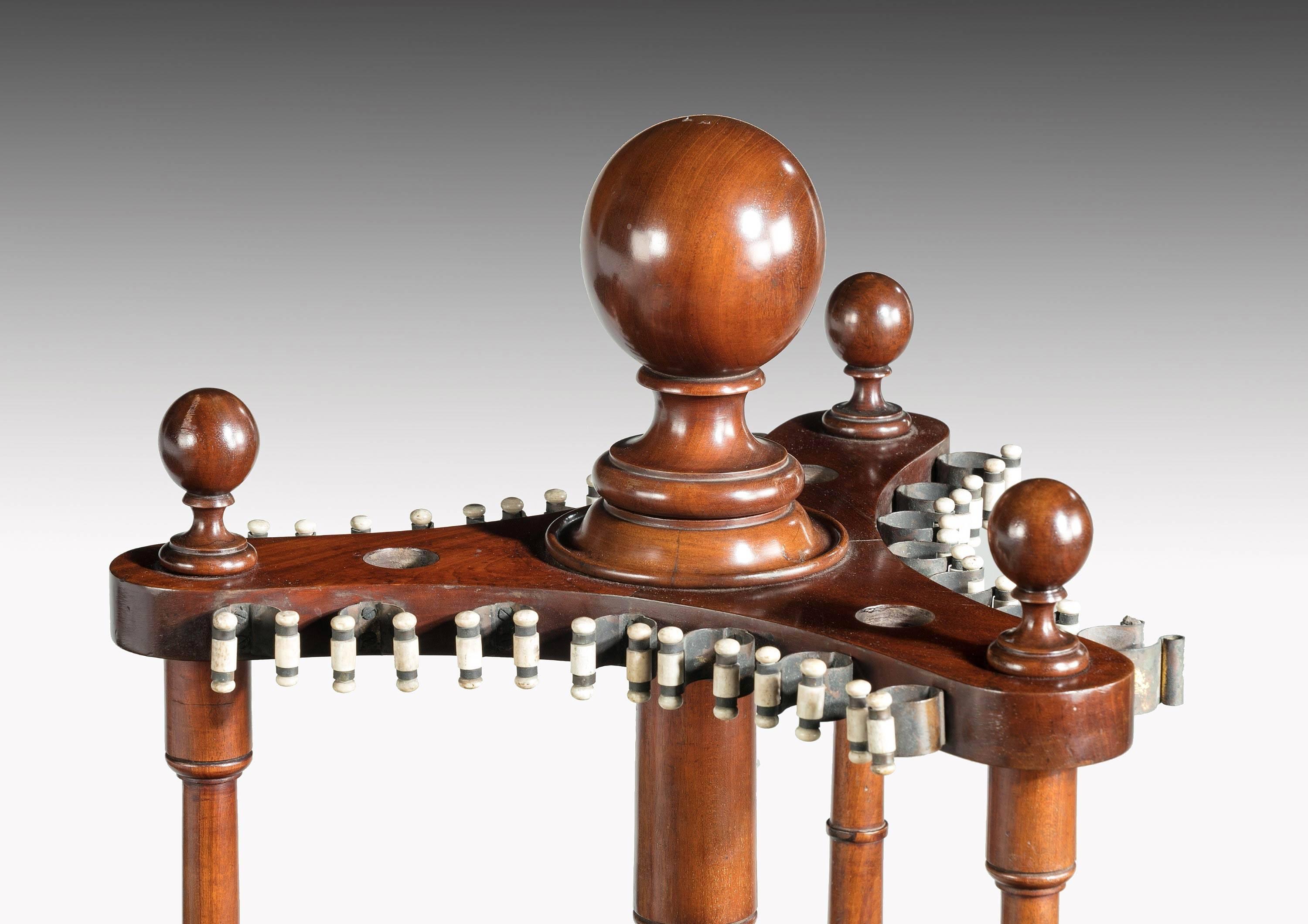 English Pair of 19th century mahogany snooker or pool cue holders