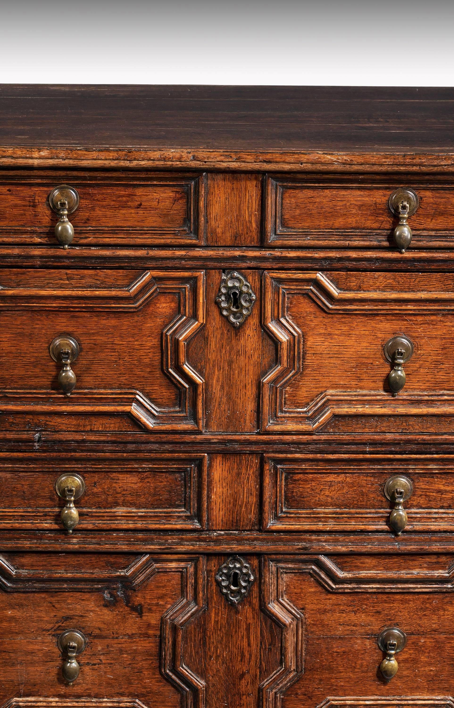 Great Britain (UK) James II Period Chest of Drawers with Geometrically Panelled Front