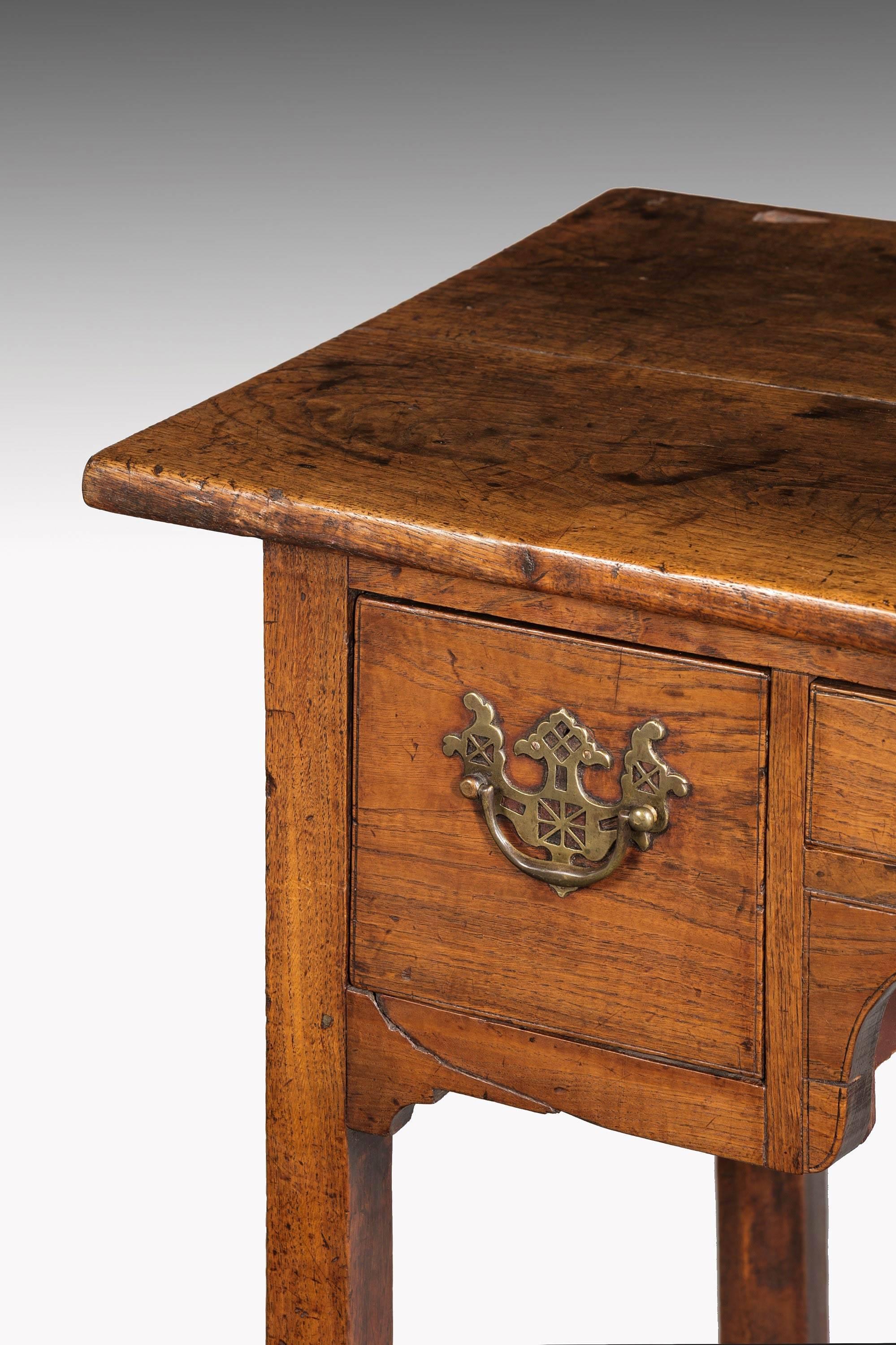 Great Britain (UK) George II Period Elm Lowboy with Three Shaped Drawers