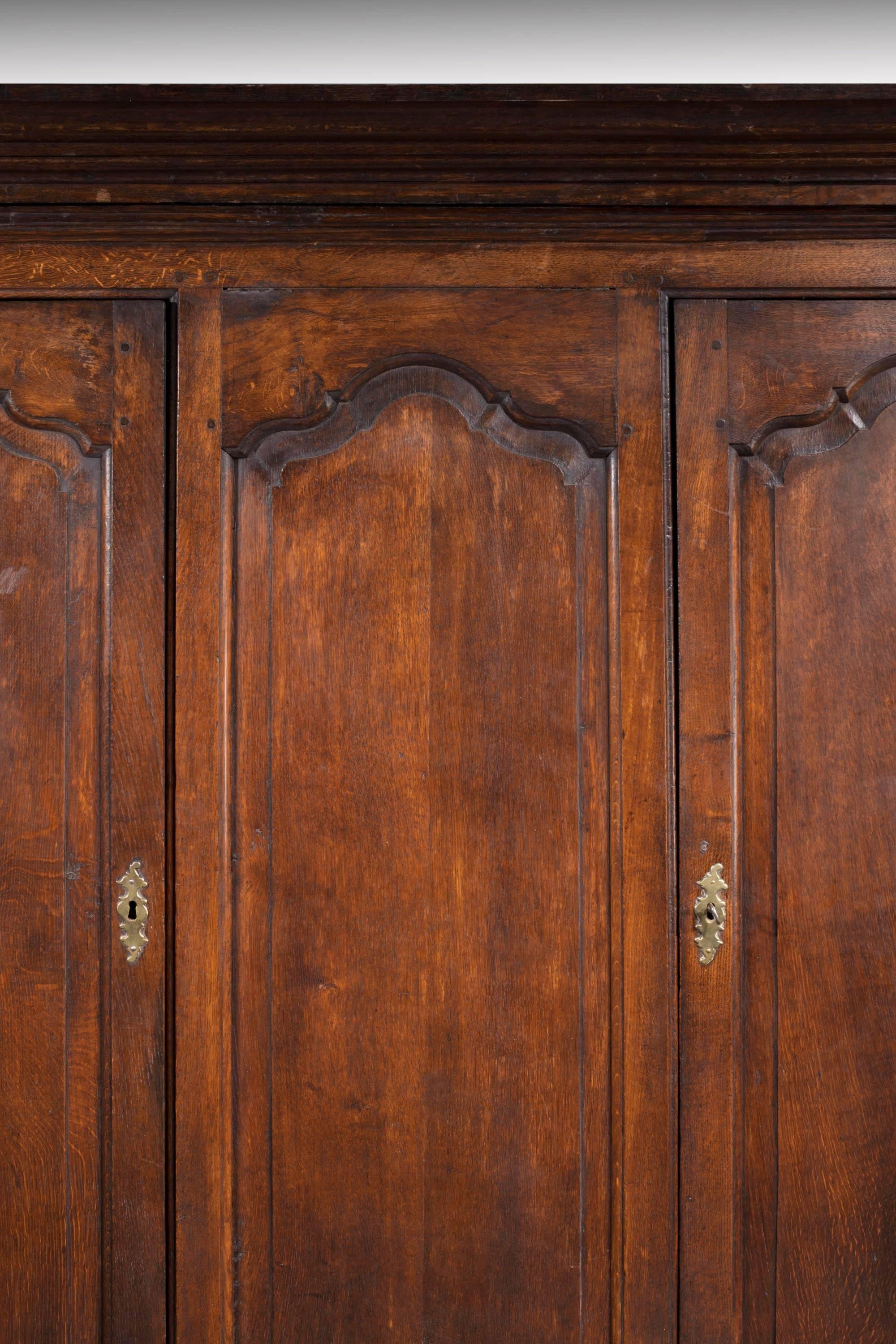 Great Britain (UK) Mid-18th Century Oak Triple-Door Housekeepers Cupboard