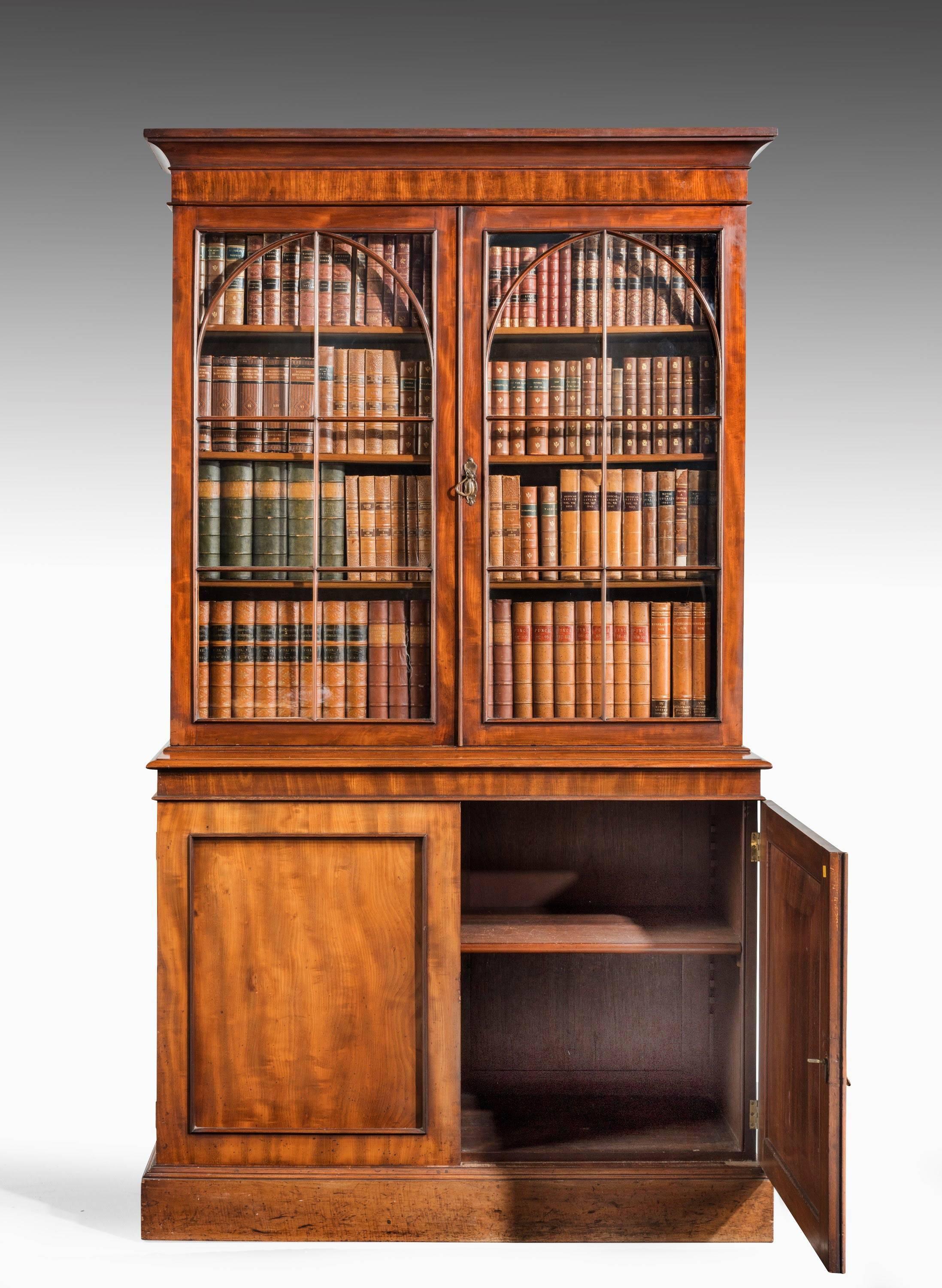 19th Century Regency Period Mahogany Bookcase with Gothic Tracery