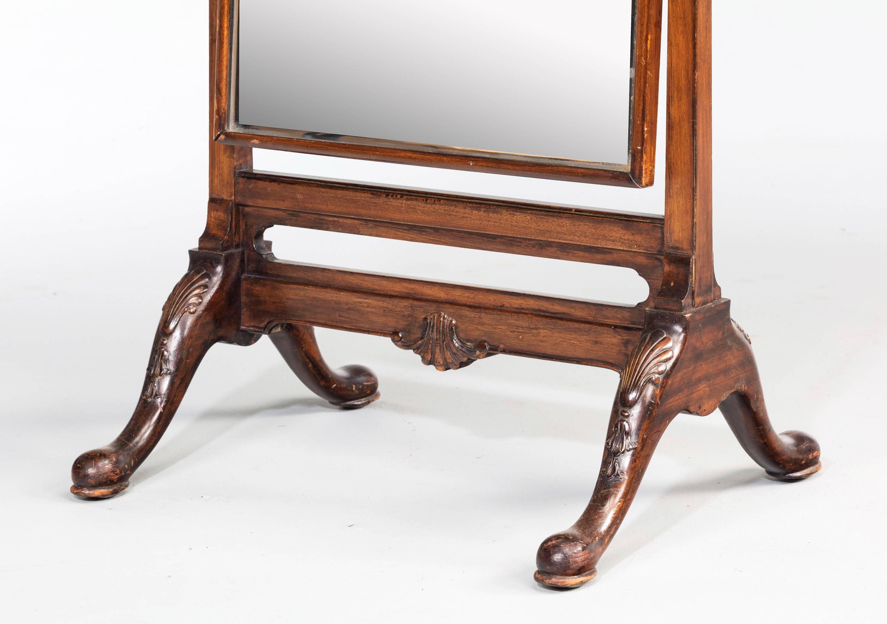 Great Britain (UK) Early 20th Century Mahogany Framed Cheval Mirror