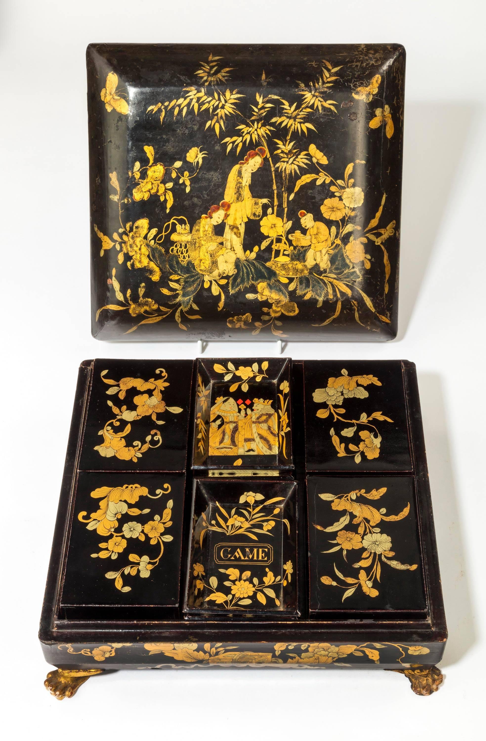Late 19th Century Chinese Lacquered Games Box In Excellent Condition In Peterborough, Northamptonshire