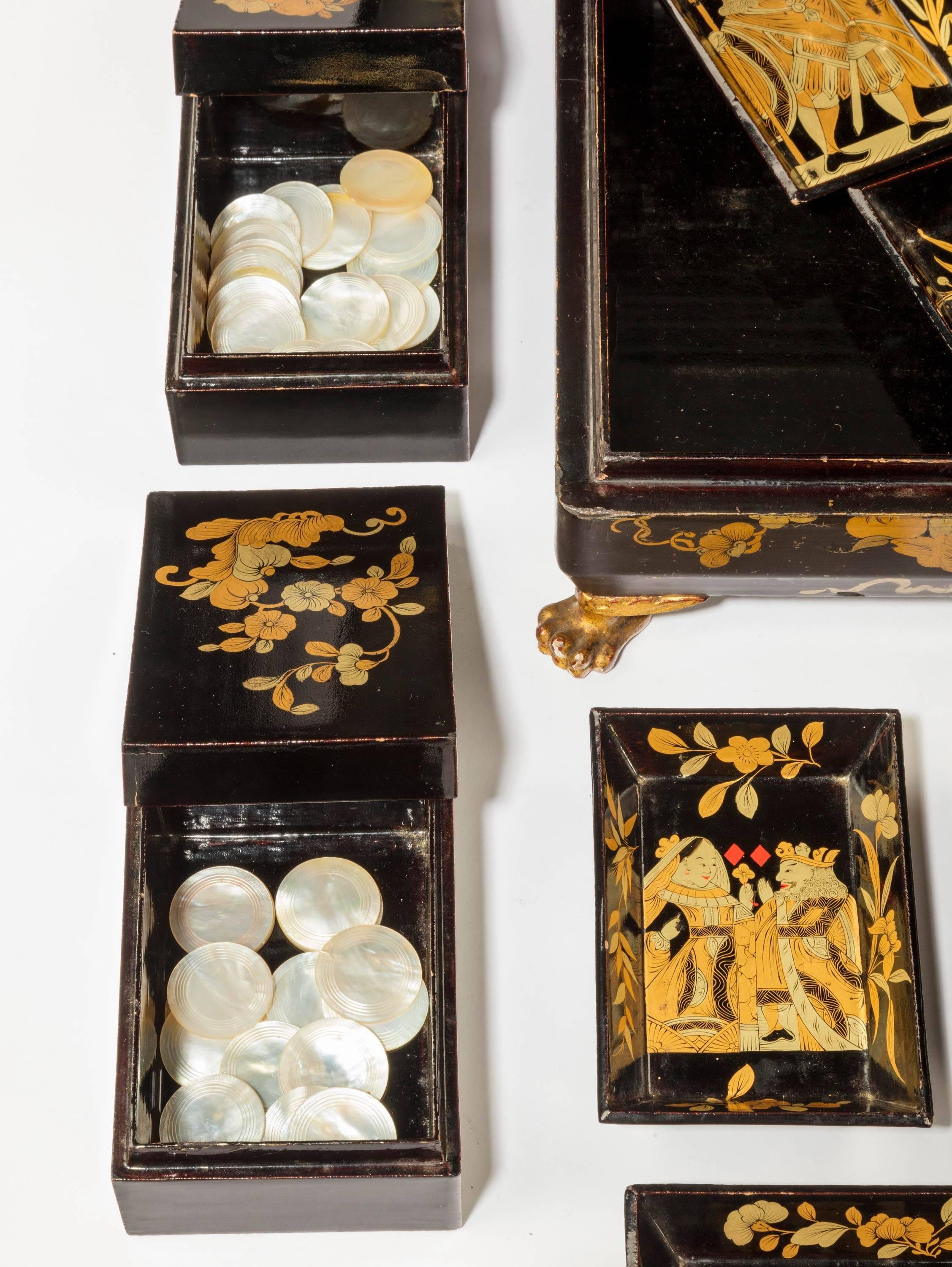 Late 19th Century Chinese Lacquered Games Box 2