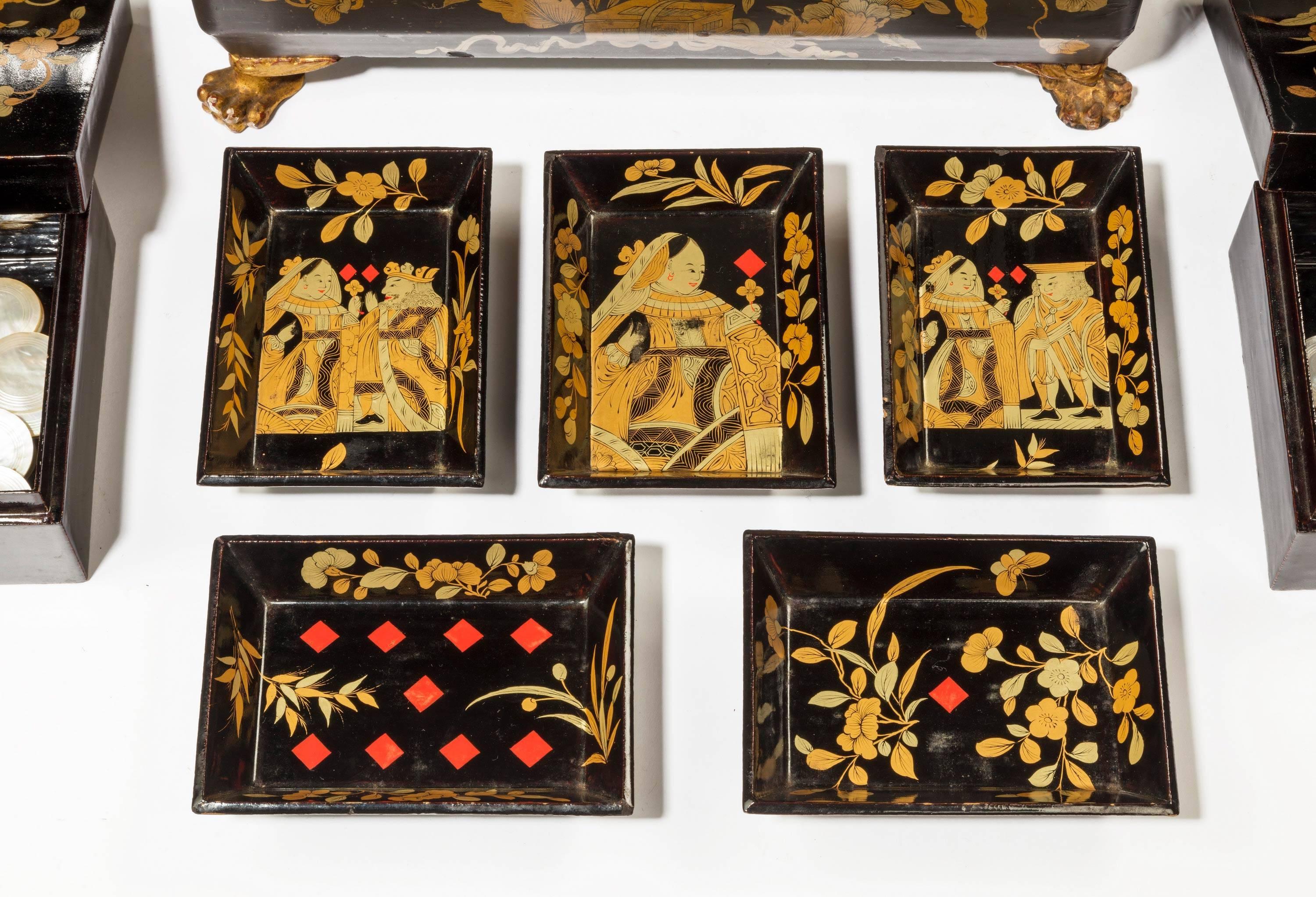 Late 19th Century Chinese Lacquered Games Box 3