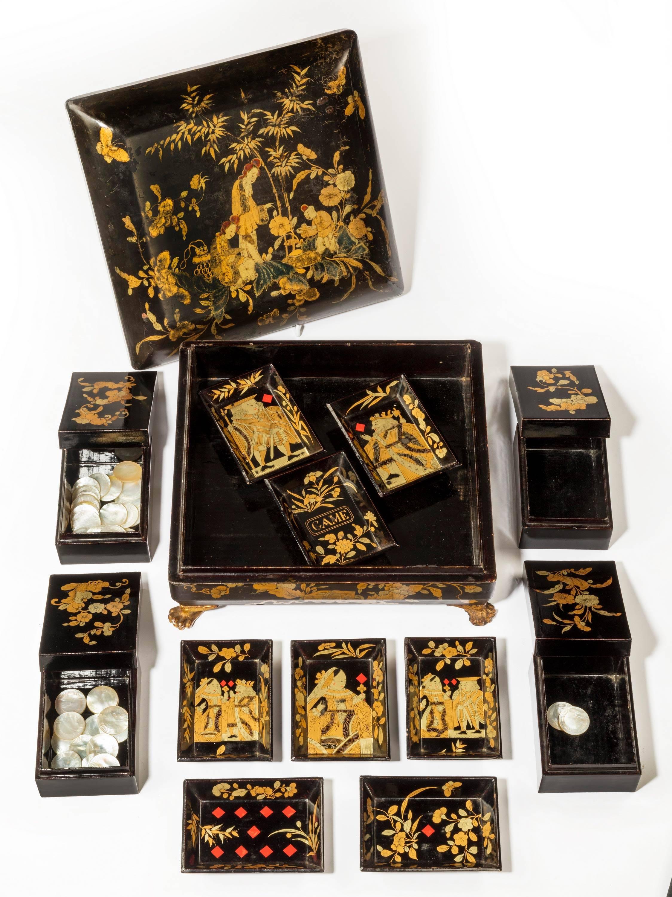 Late 19th Century Chinese Lacquered Games Box 4