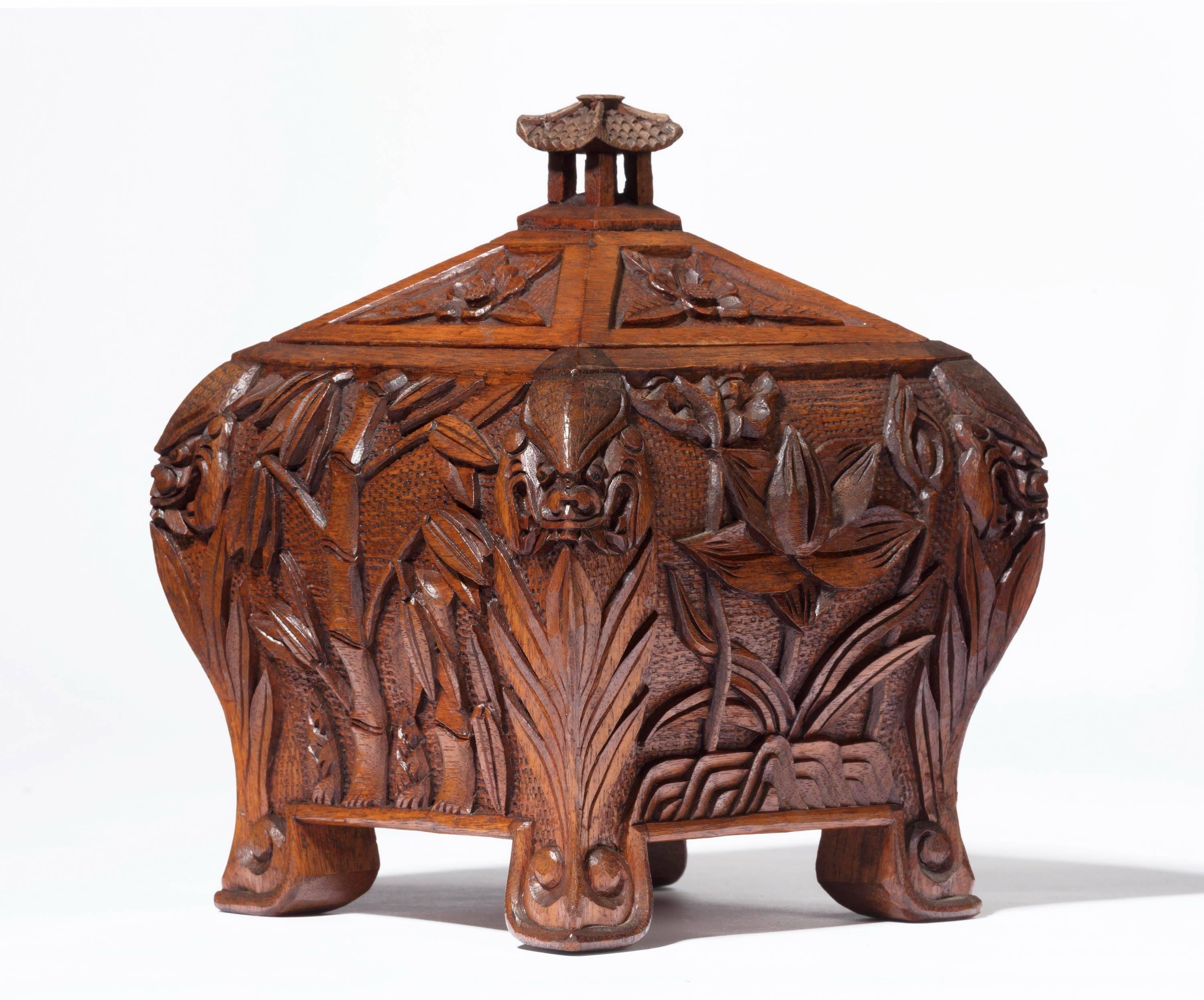 Late 19th Century Chinese Wooden Tea Caddy 2