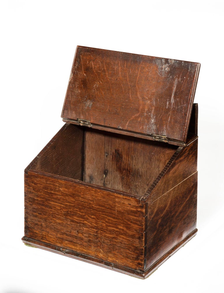 English Mid-18th Century Oak Salt Box with a Shaped Hanging Arrangement