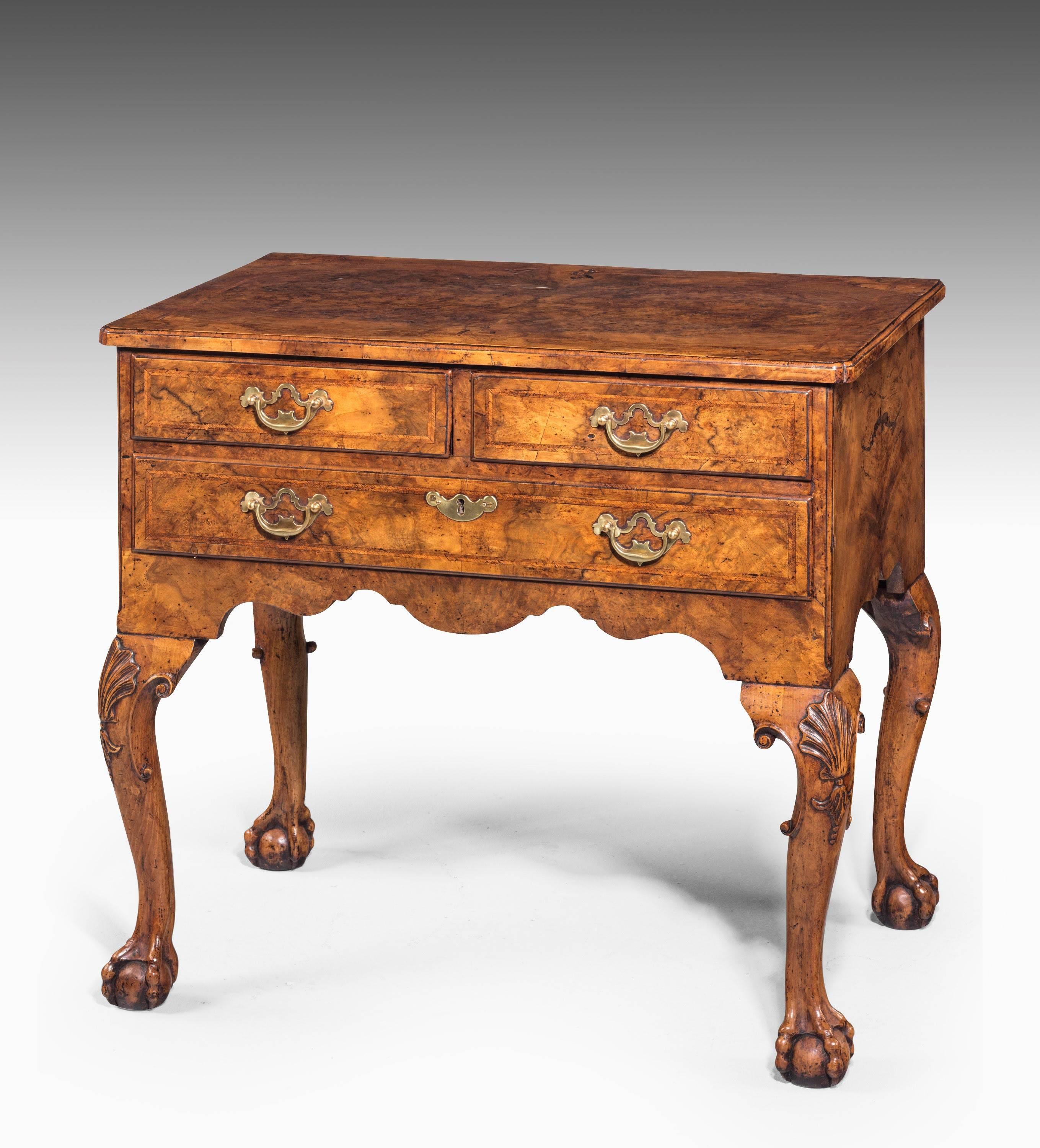 18th Century Pair of George I Period Walnut Lowboys with Herringbone Inlay