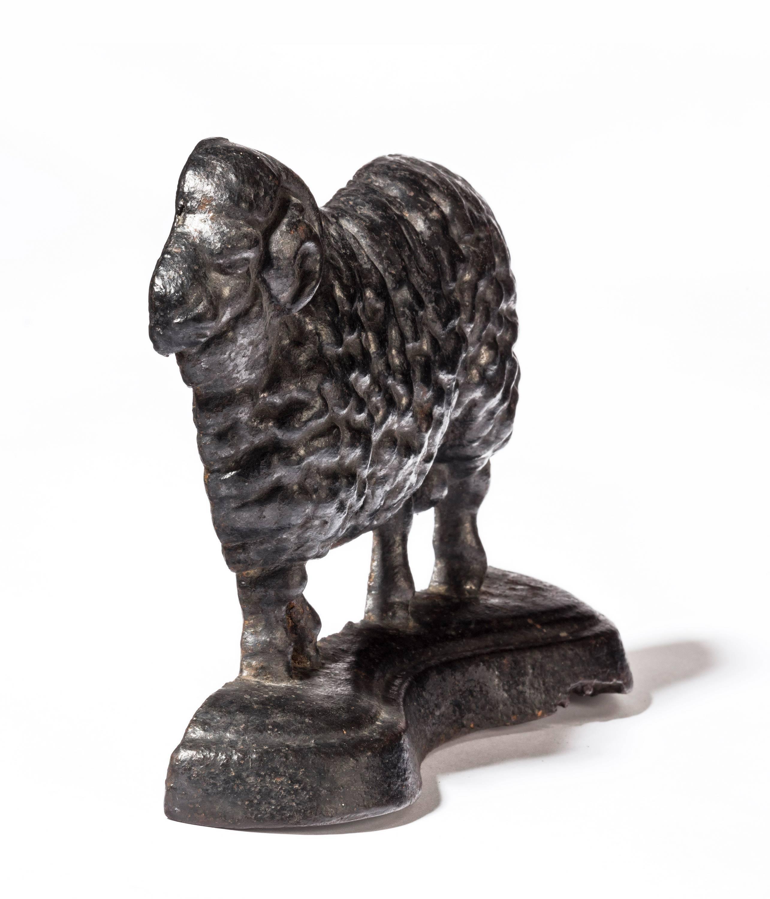English Mid-19th Century Cast Iron Door Stop in the Form of a Ram