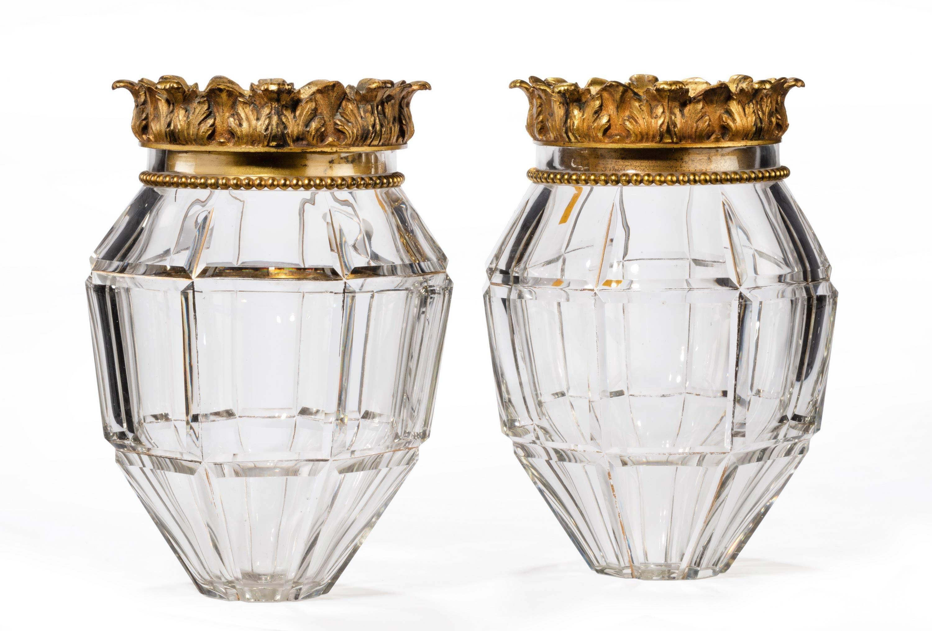 English Pair of Early 20th Century Vase Lanterns with Bevelled Edges