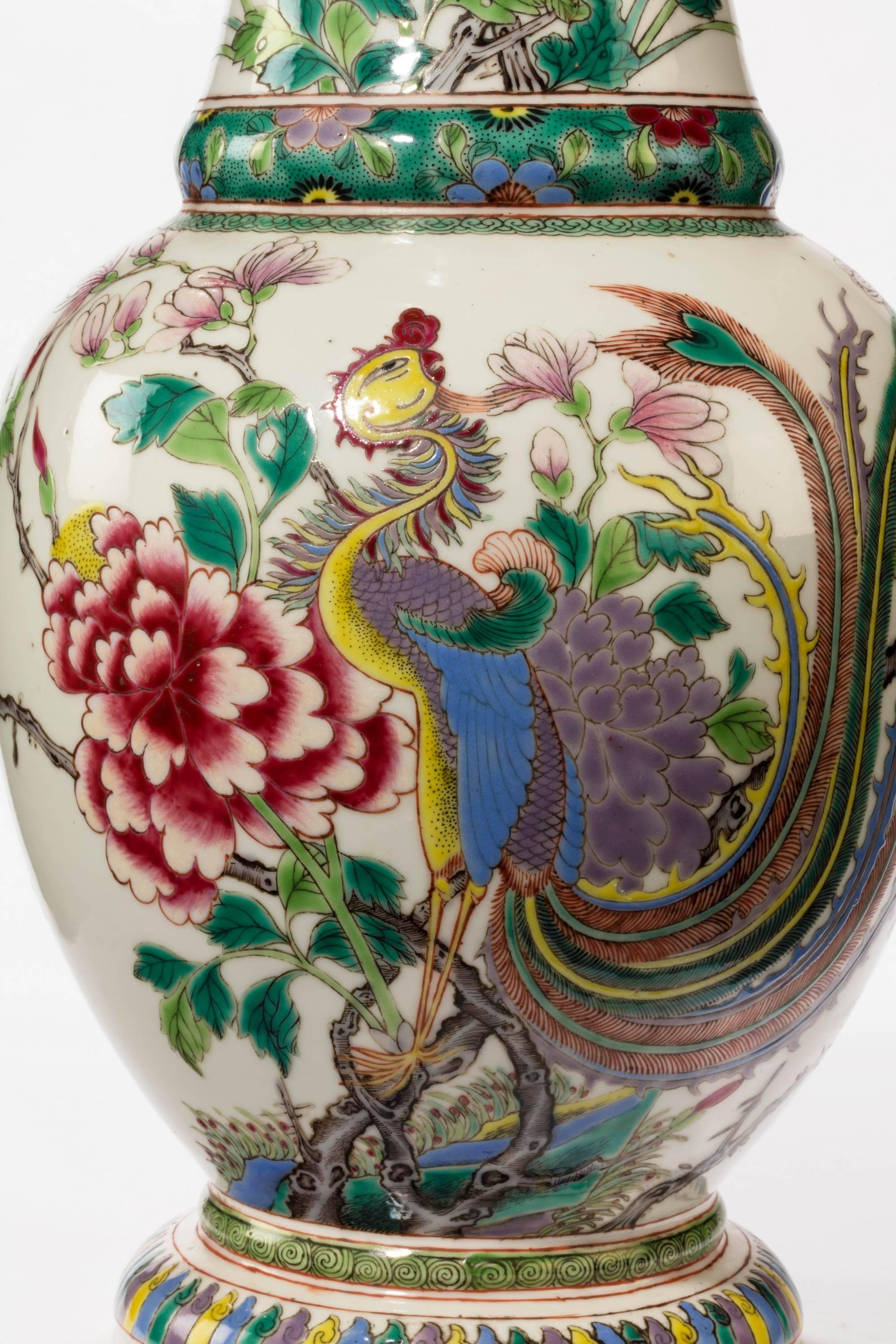 Mid-20th Century Chinese Porcelain Vase Lamp with a Flared Top 2