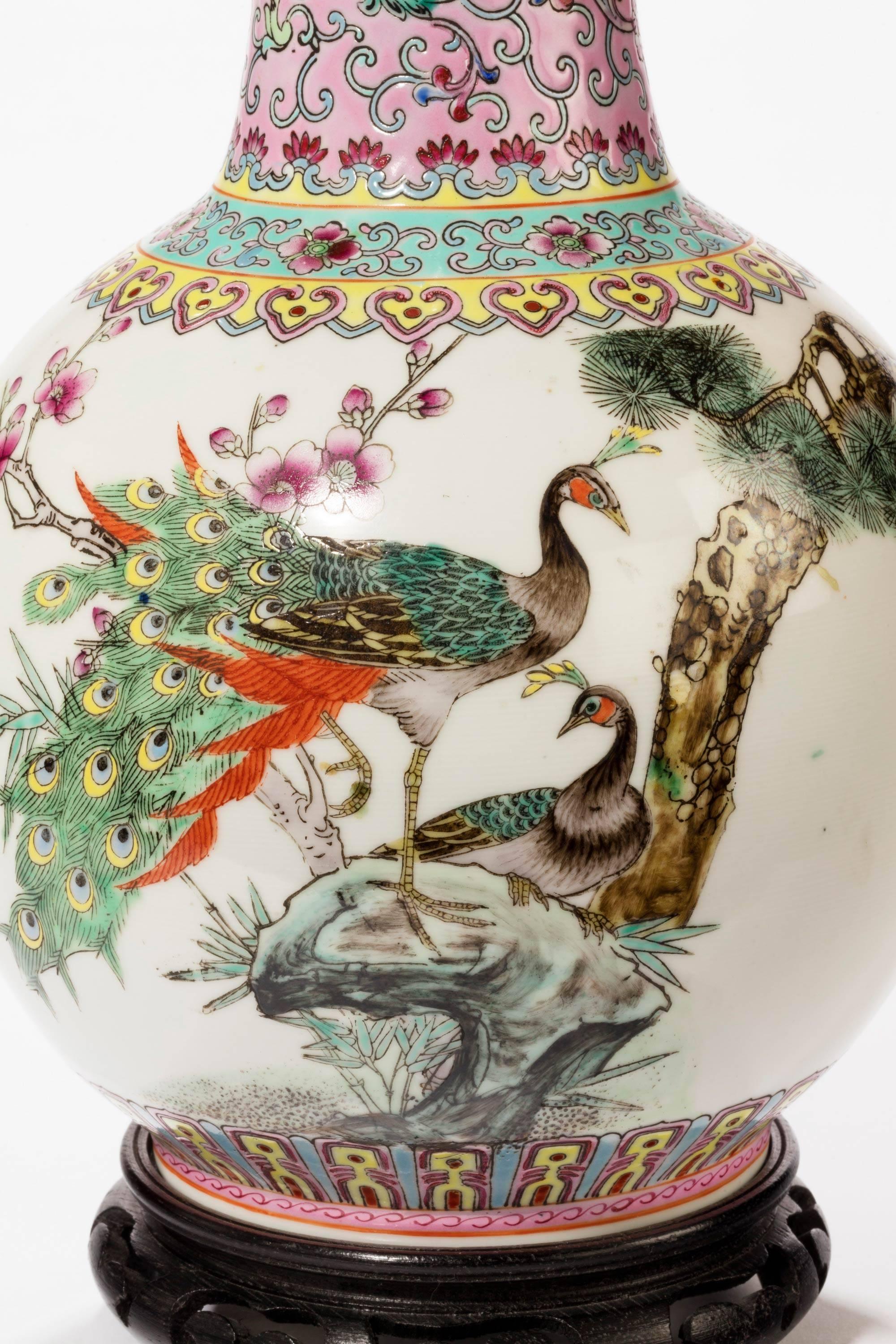 Chinese Mid-20th Century Famille Verte Vase Lamp