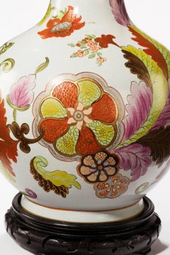 Mid-20th Century French Porcelain Vase Lamp with an Oriental Design