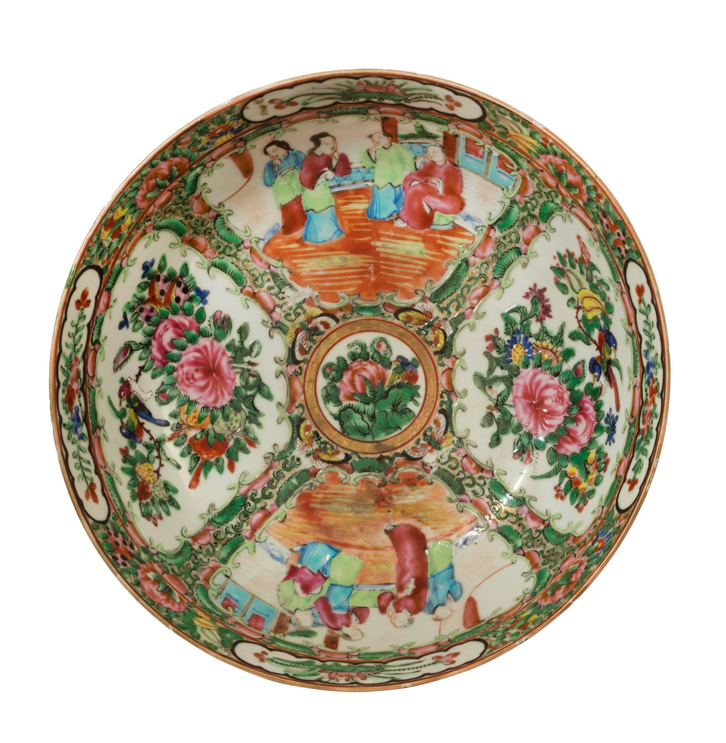 19th Century late 19th century Cantonese enamelled porcelain bowl