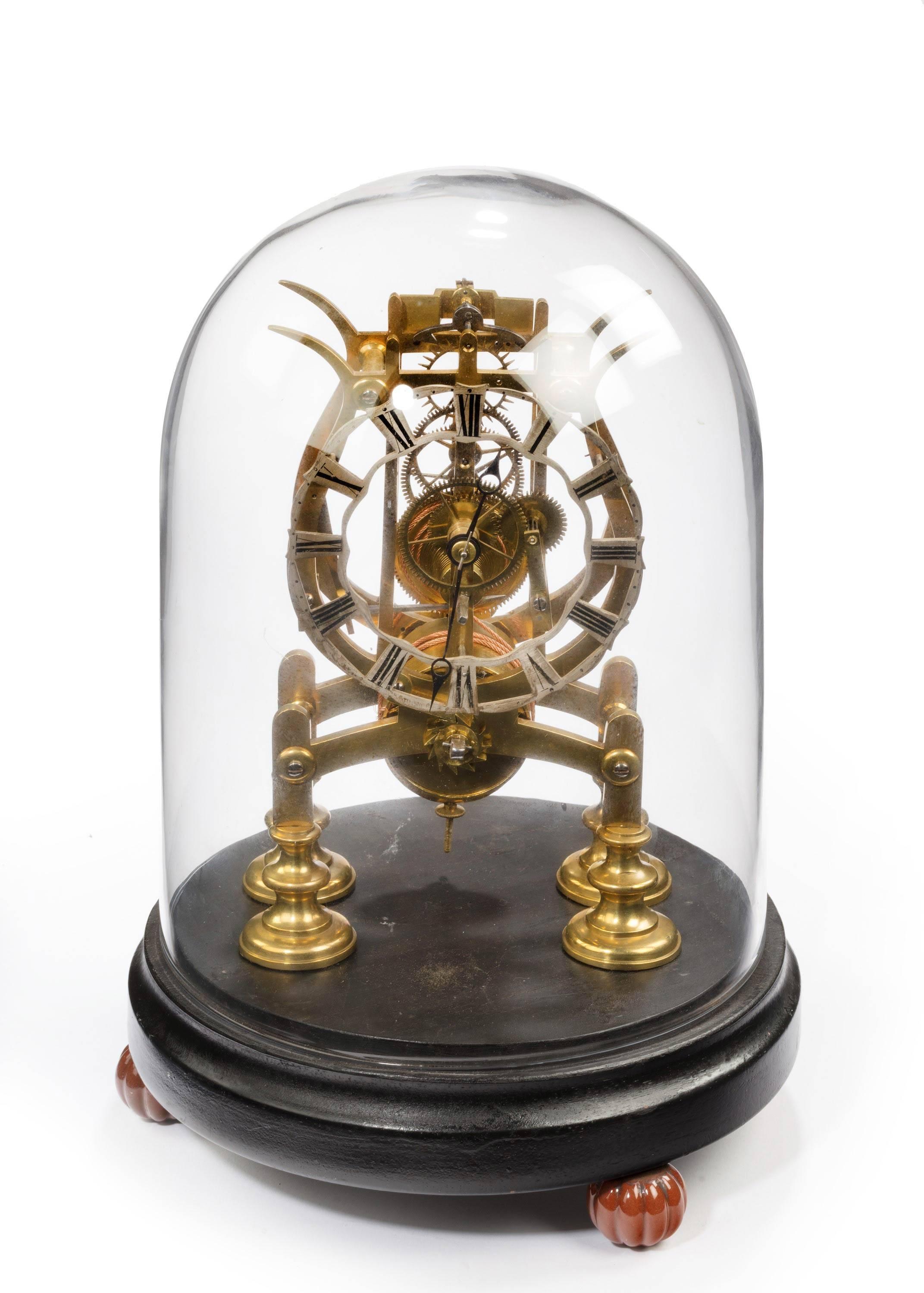 Late 19th Century Brass Skeleton Clock In Excellent Condition In Peterborough, Northamptonshire