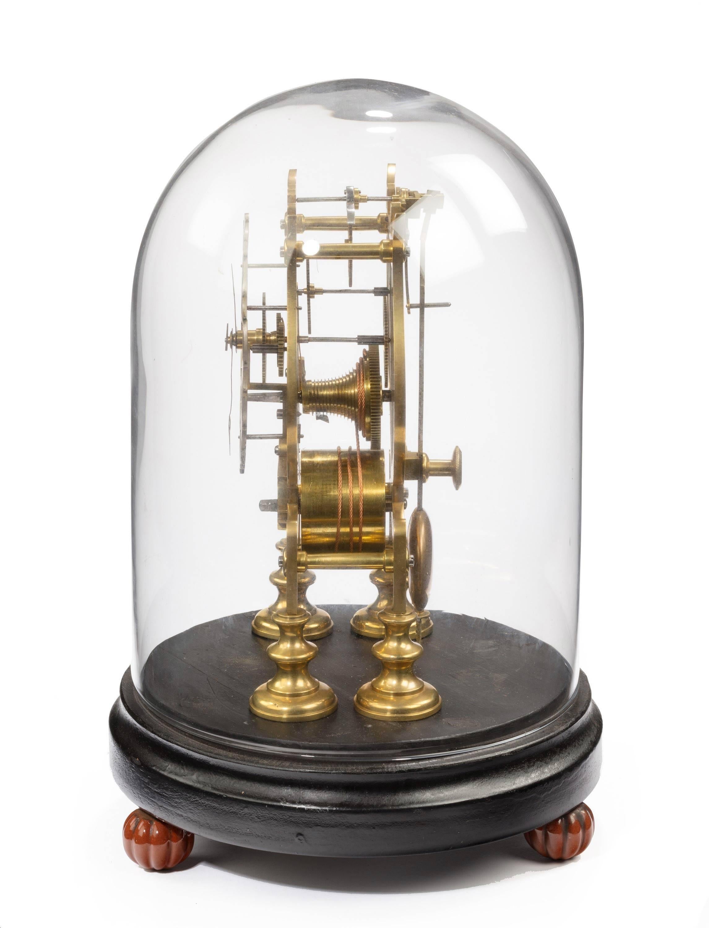 English Late 19th Century Brass Skeleton Clock