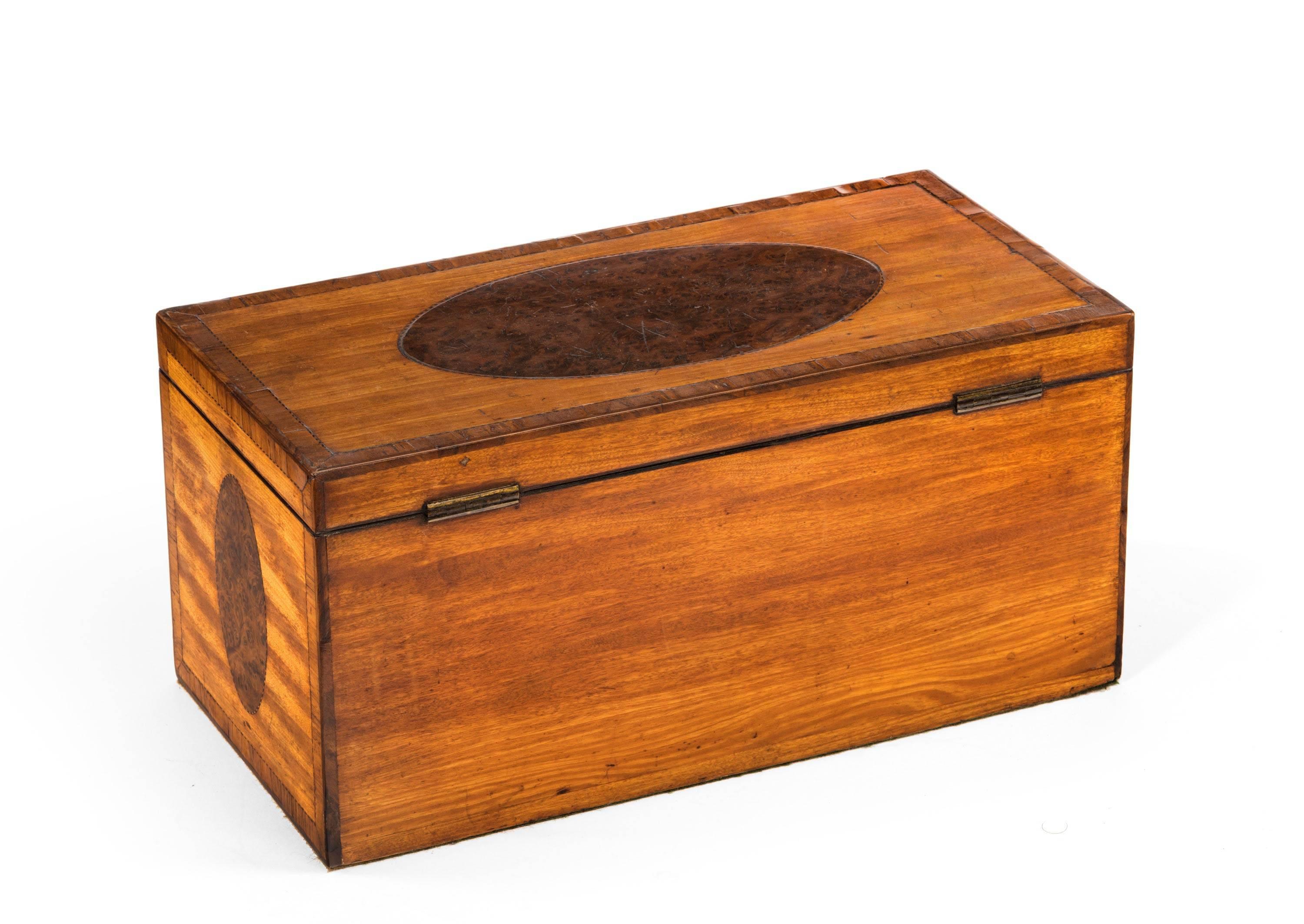 George III Period Satinwood and Burr Yew Tea Caddy For Sale 1