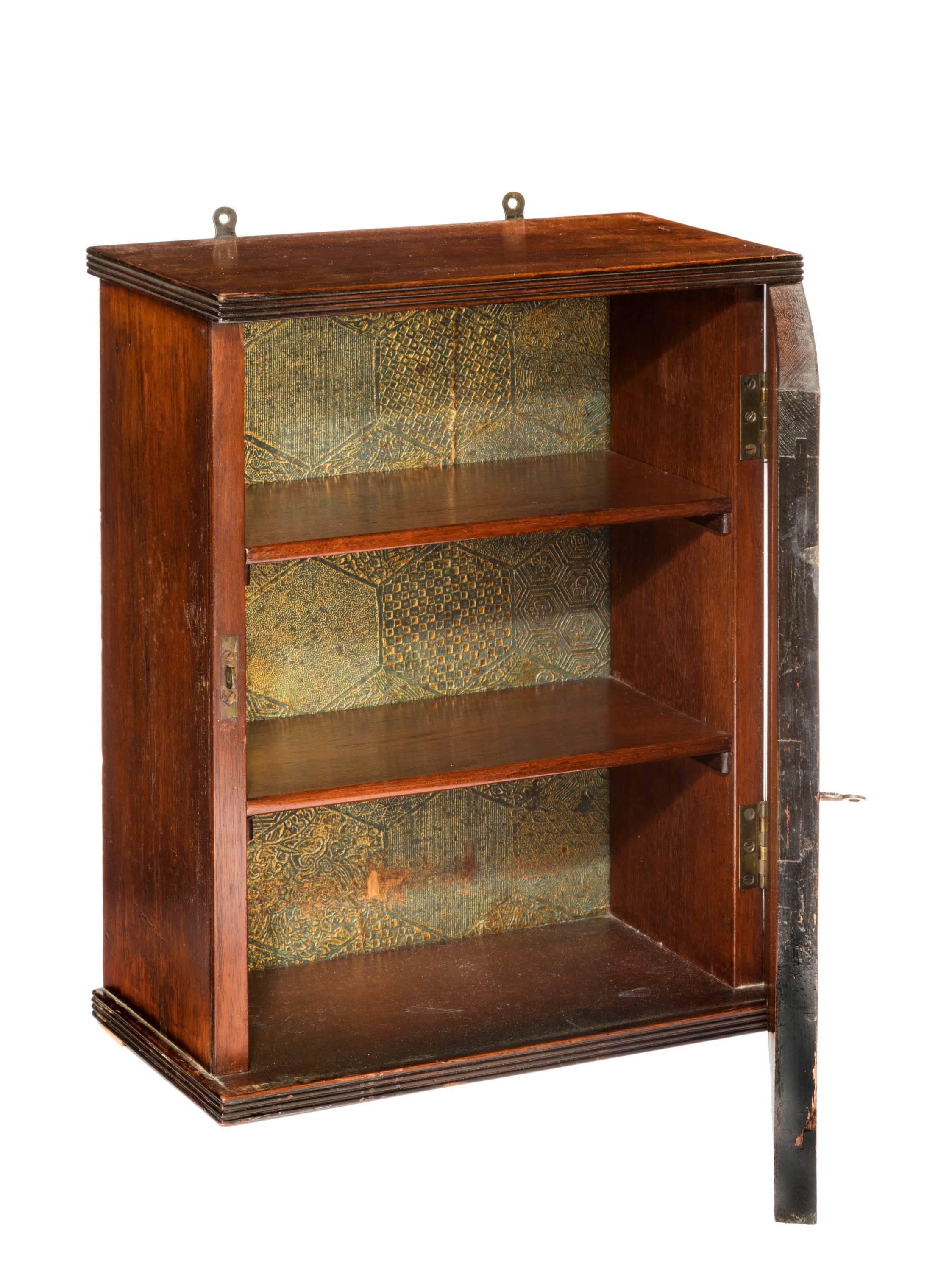 English Late 19th Century Wall Hanging Cabinet in Finely Cut Timbers
