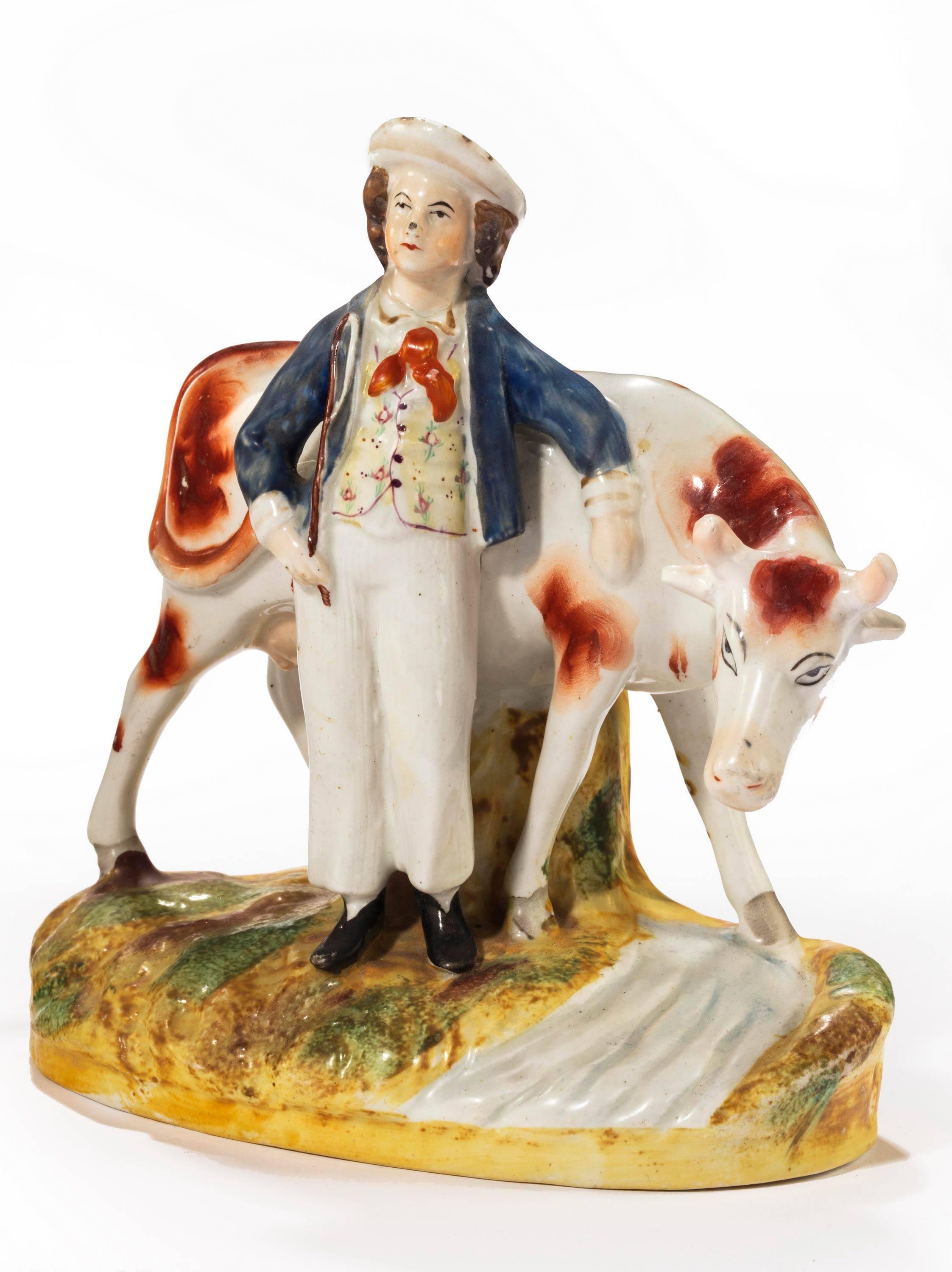 Late 19th Century, Pair of Staffordshire Farm Yard Figures In Excellent Condition In Peterborough, Northamptonshire