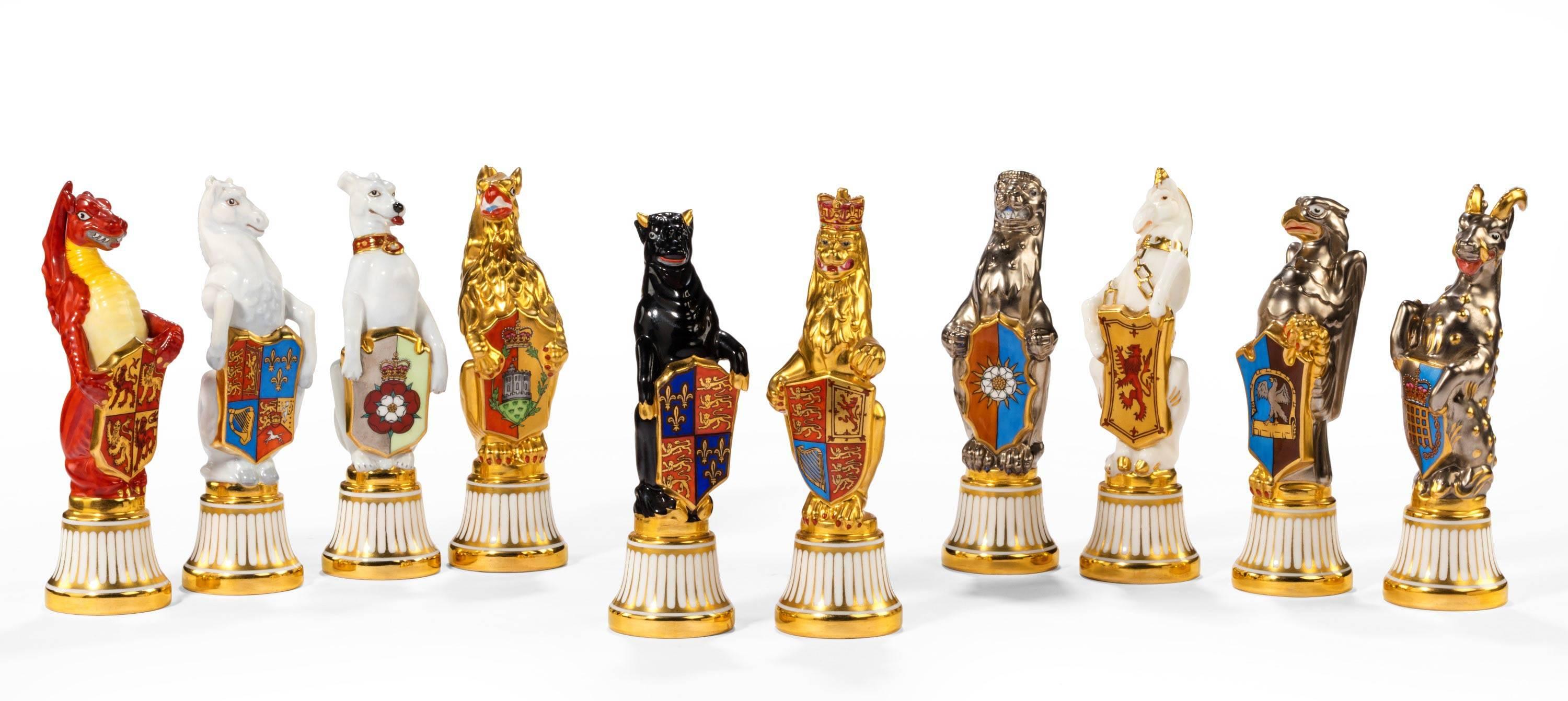 Set of Ten Bone China Queen’s Beasts after James Woodford In Excellent Condition In Peterborough, Northamptonshire