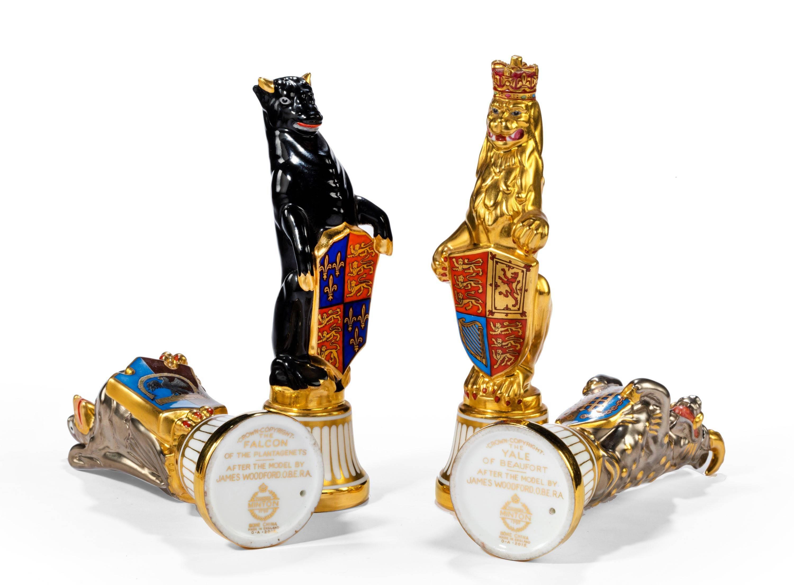 Set of Ten Bone China Queen’s Beasts after James Woodford 1
