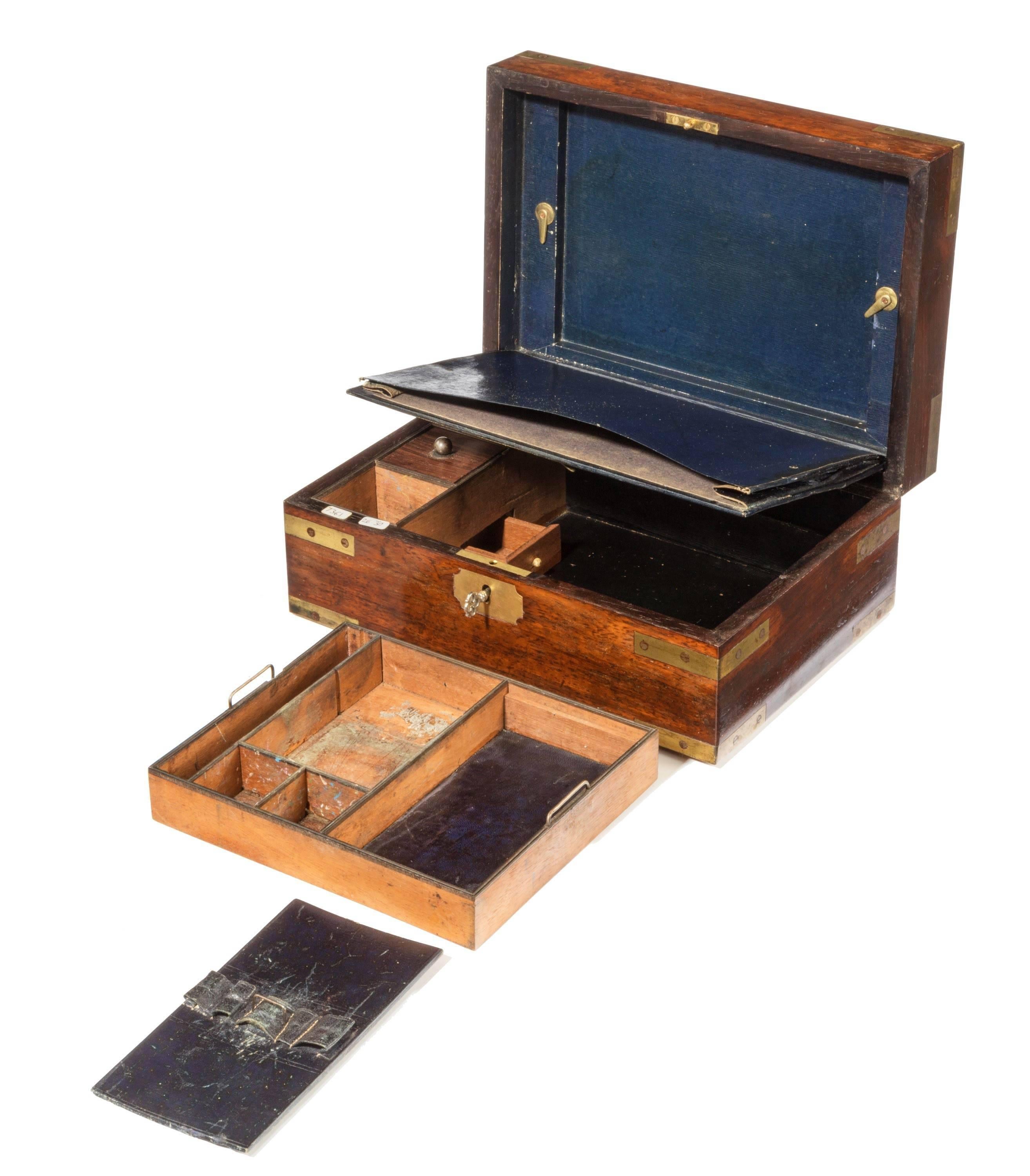 English Late 18th Century Brass-Mounted Mahogany Travelling Box