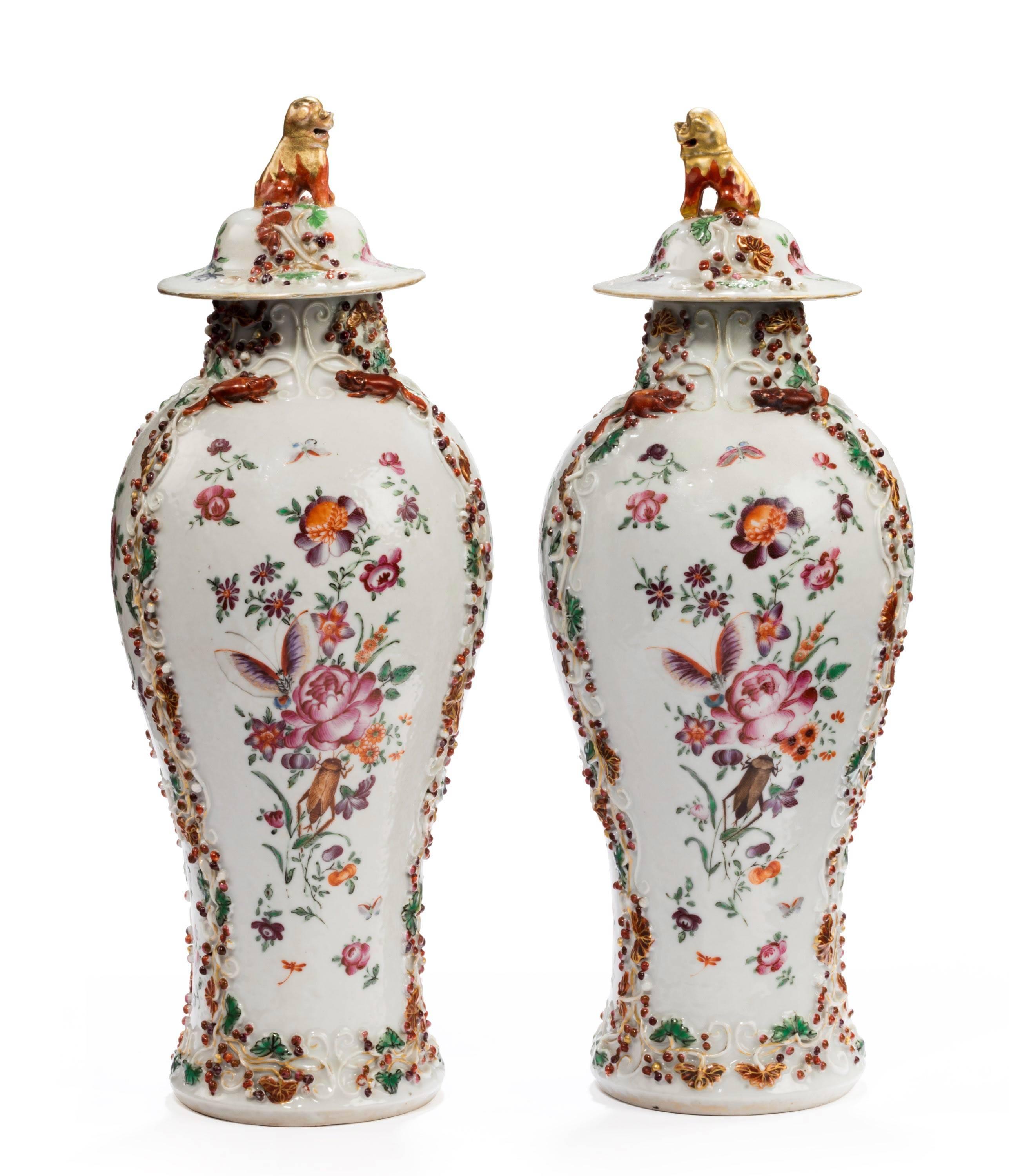 Pair of Late 19th Century Oriental Porcelain Baluster Shaped Vases In Excellent Condition For Sale In Peterborough, Northamptonshire