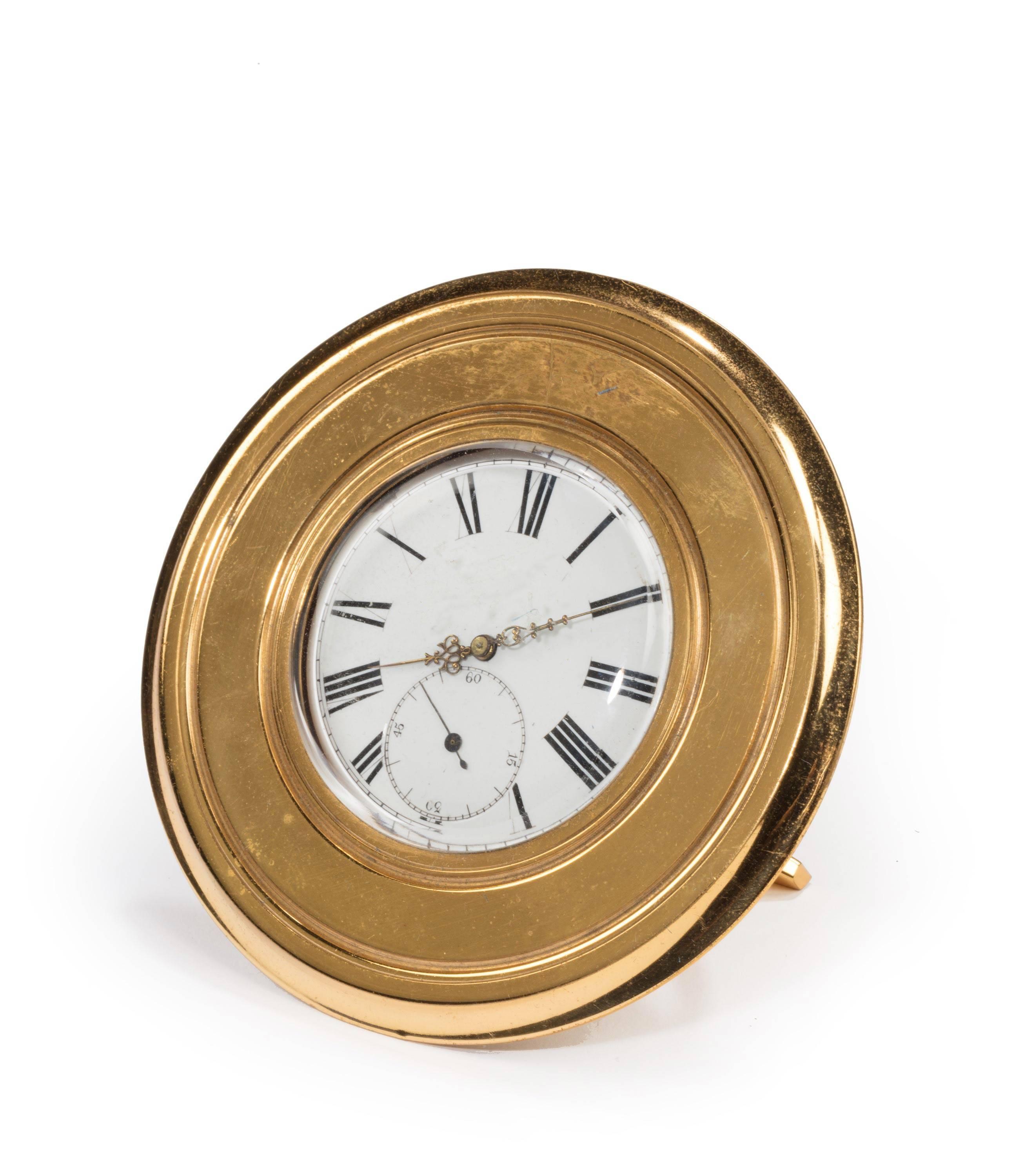 Late 19th Century Brass Table Watch or Strut Clock In Good Condition In Peterborough, Northamptonshire