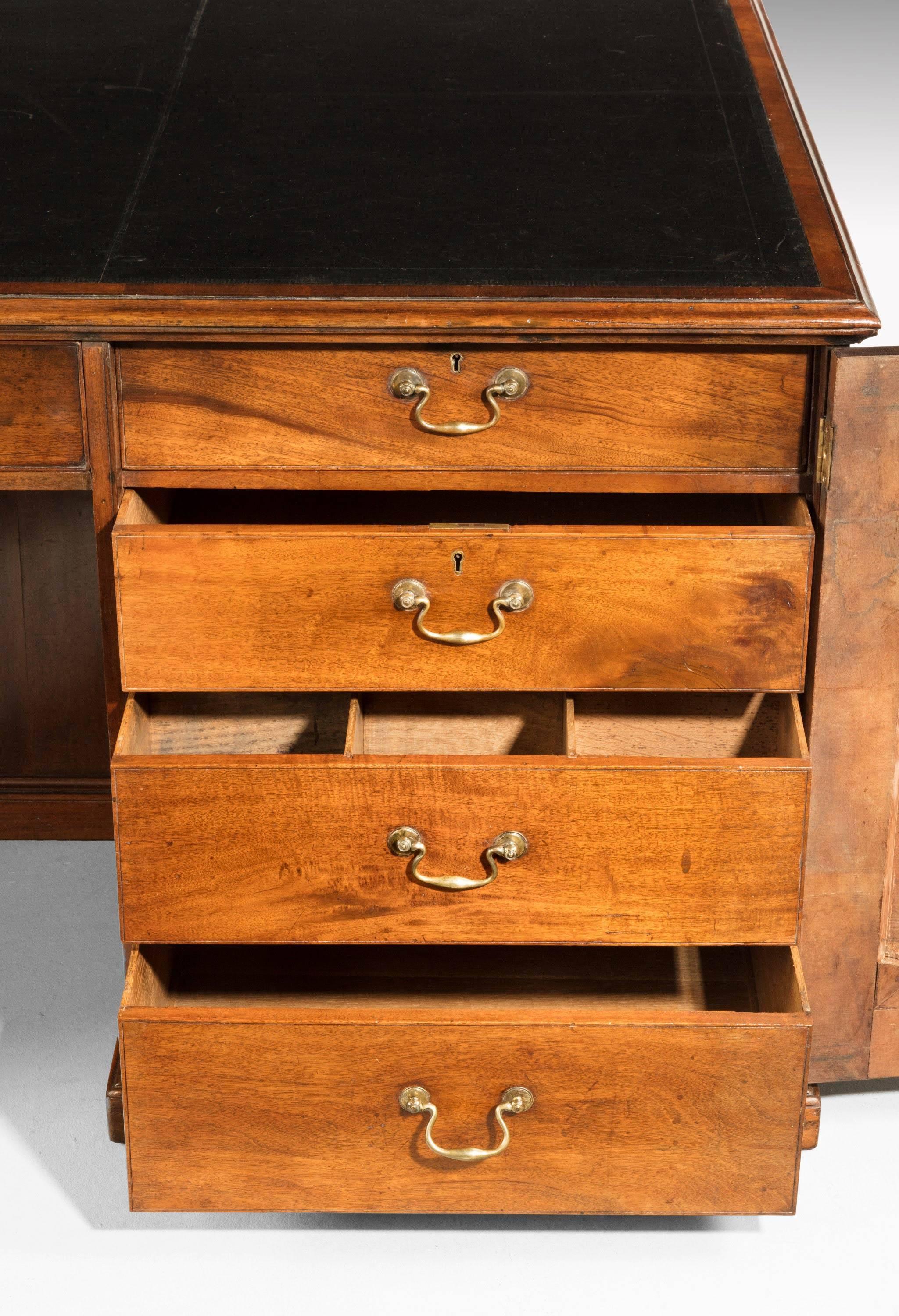 English Chippendale Period Mahogany Desk of Unusual Form with Blind Drawers