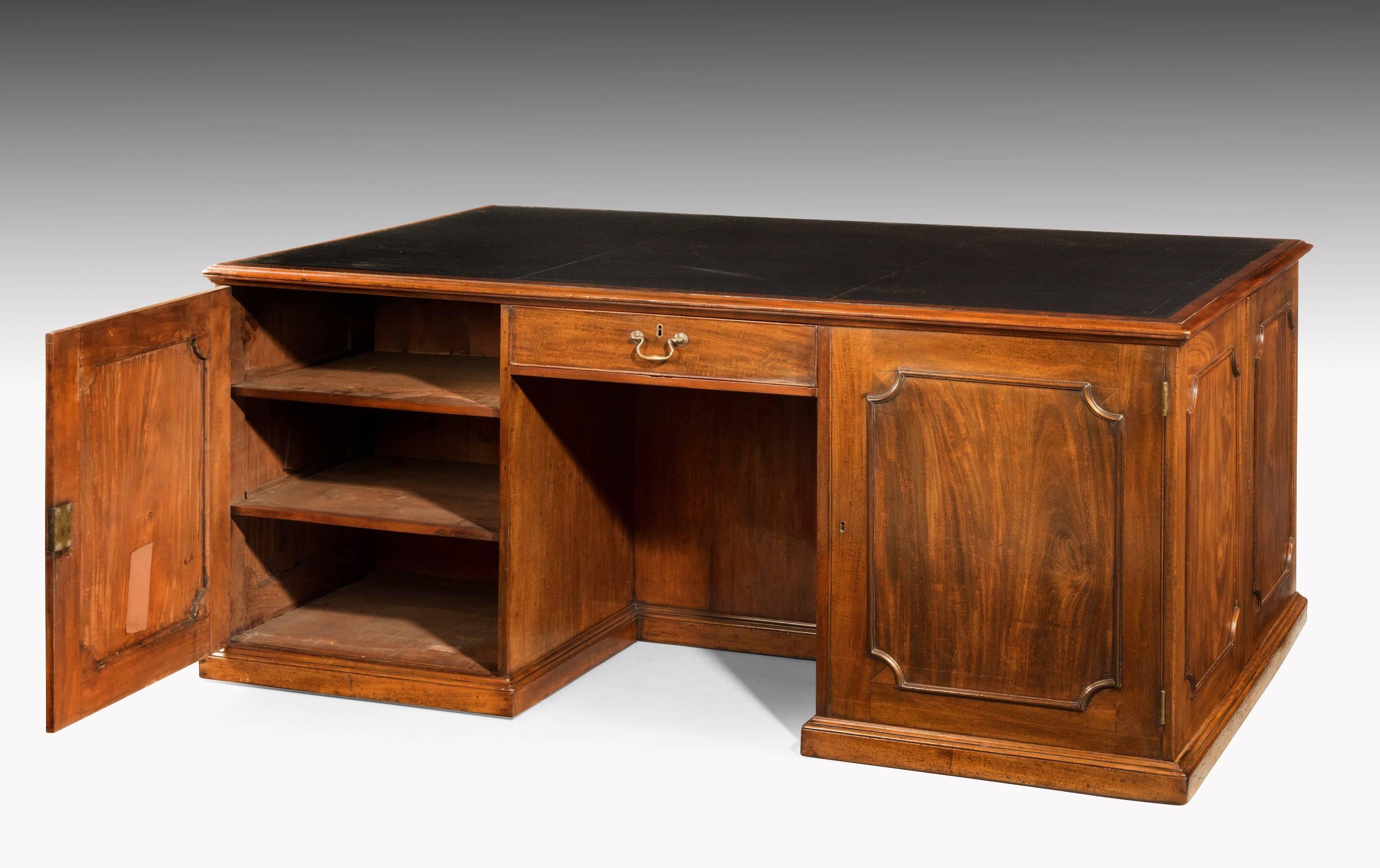 Chippendale Period Mahogany Desk of Unusual Form with Blind Drawers 1