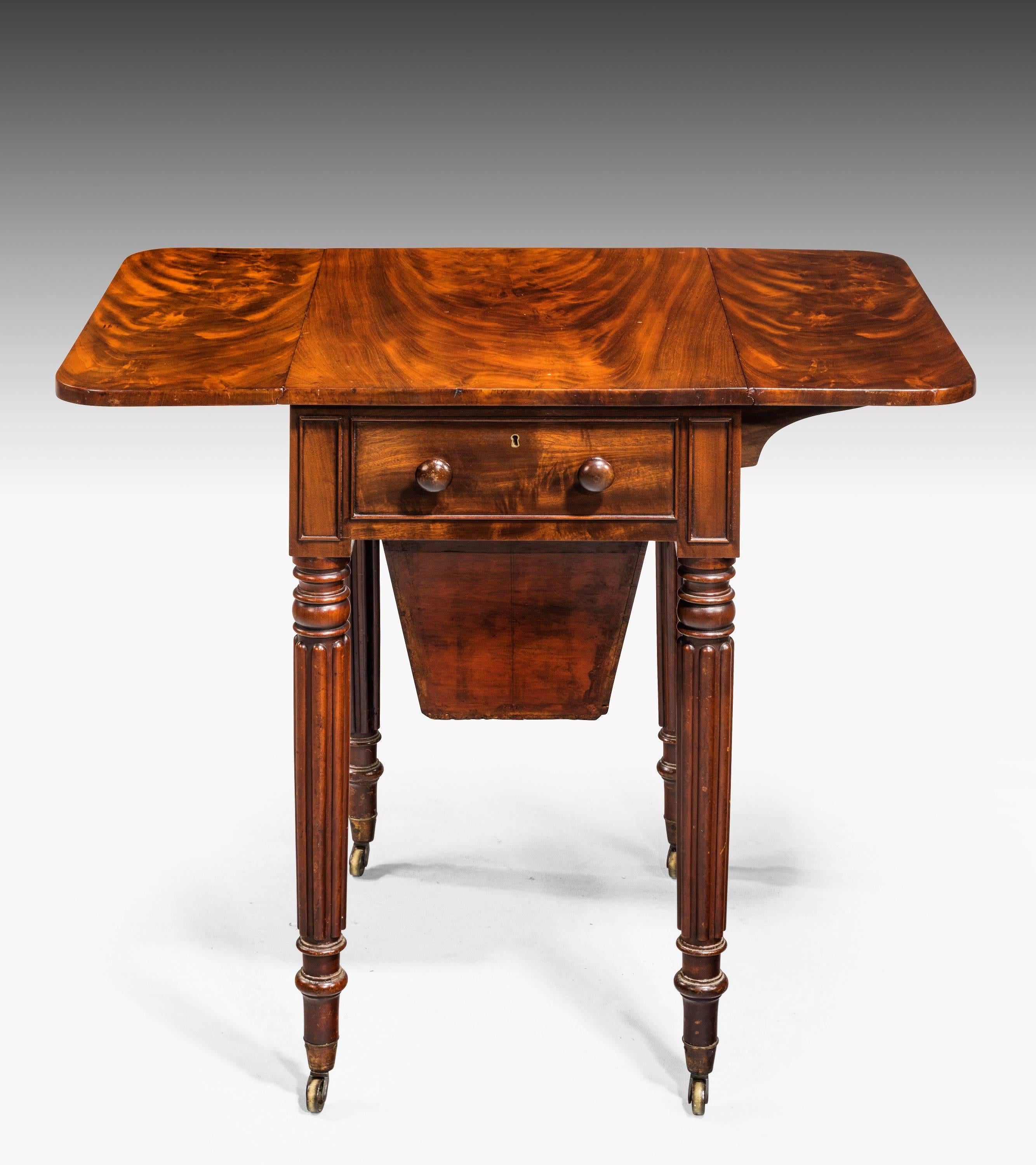 19th Century Regency Period Mahogany Pembroke Work Table with a Sewing Basket