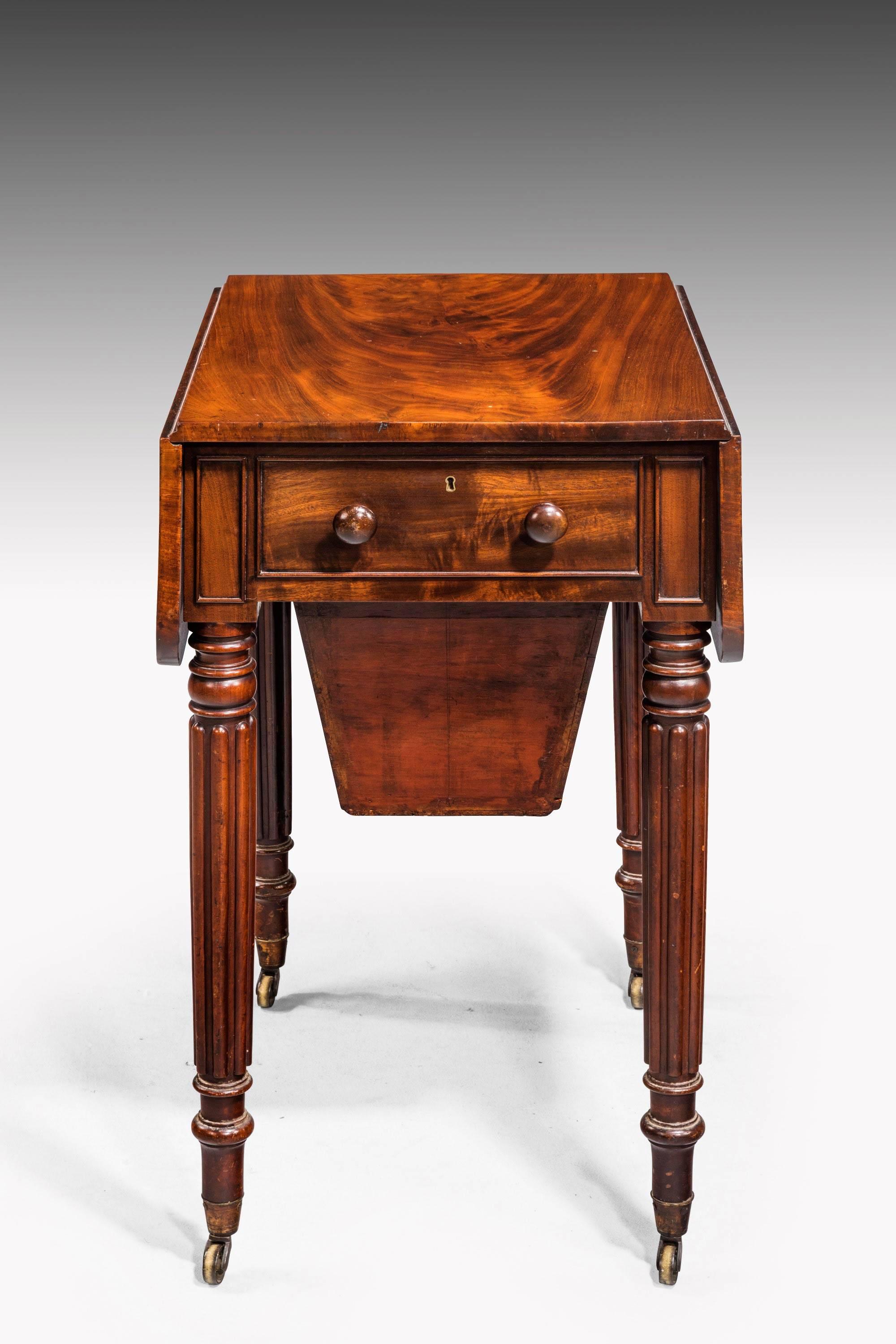 Regency Period Mahogany Pembroke Work Table with a Sewing Basket 1