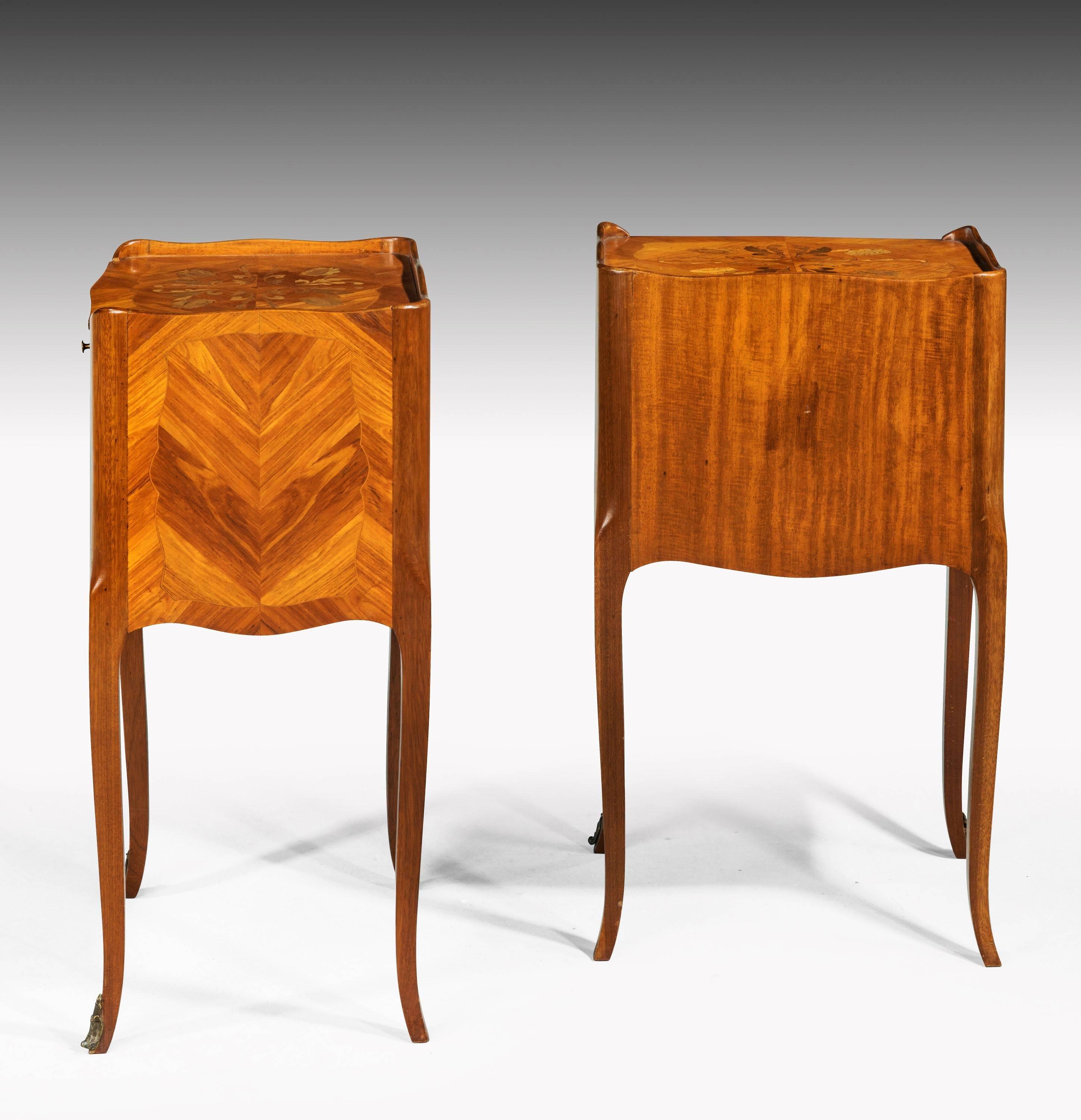 French Pair of Late 19th Century Kingwood and Marquetry Night Cabinets