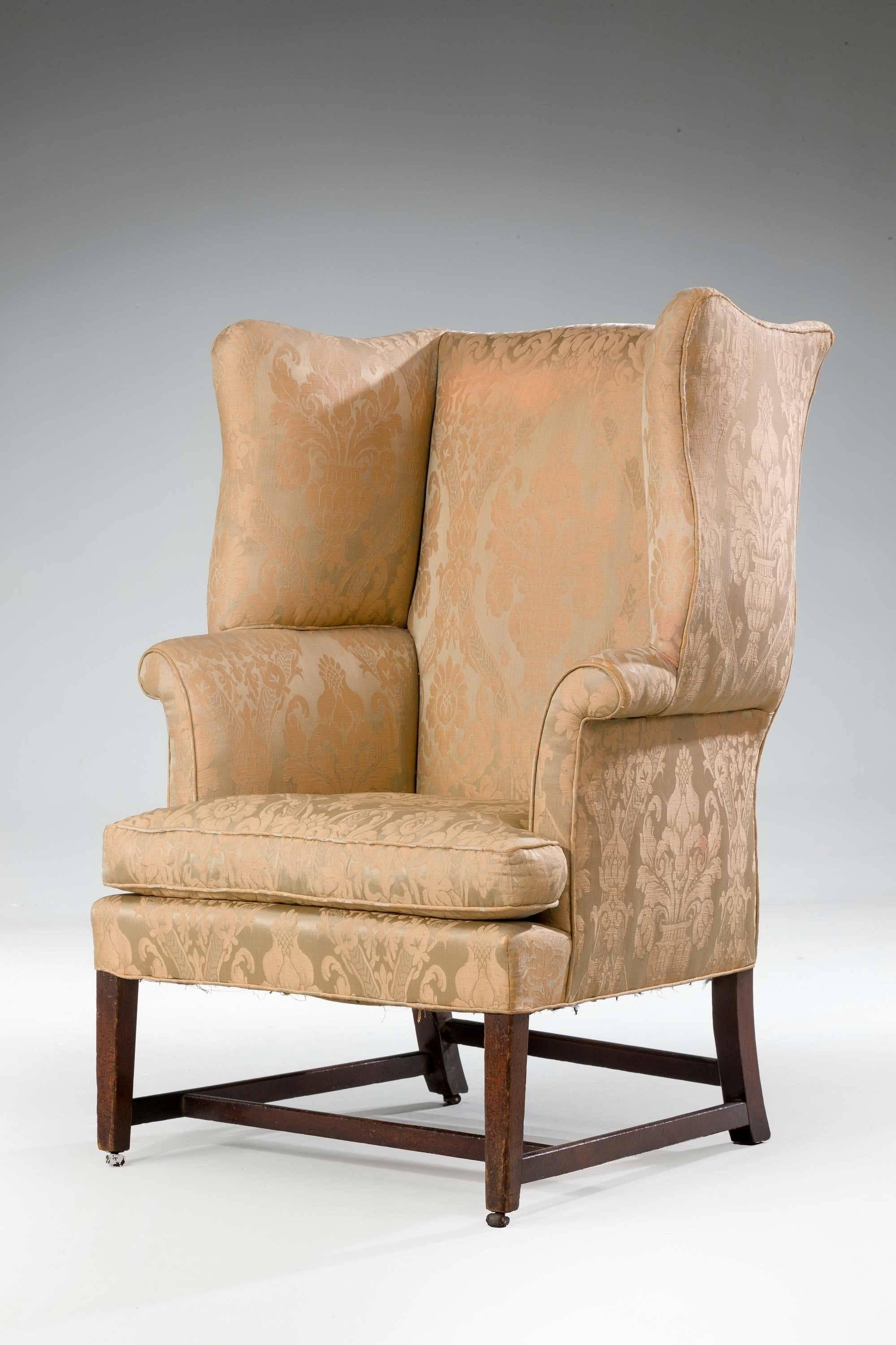 18th Century George III Period Wing Chair with Serpentine Wings