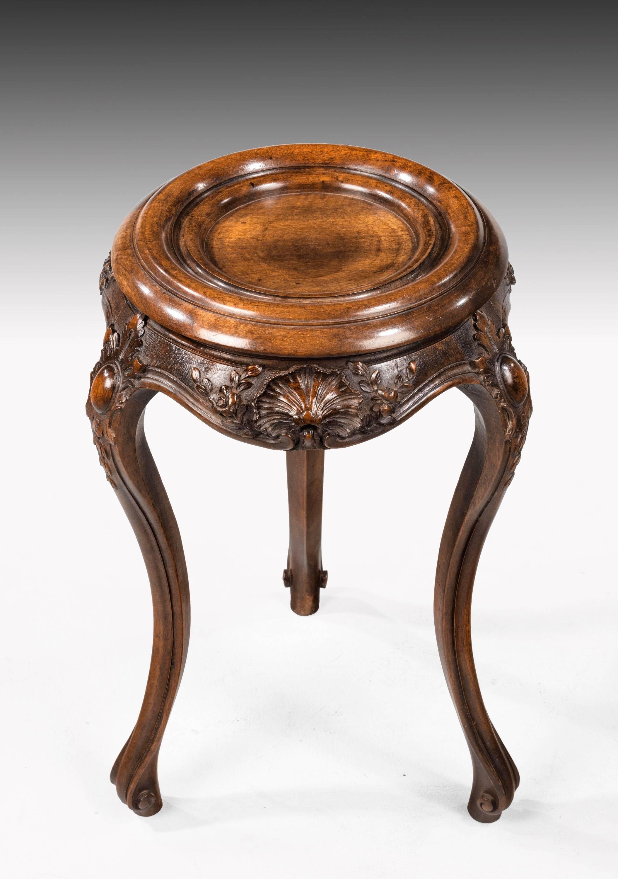 English Pair of Mid-19th Century Walnut Bowl or Vase Stands